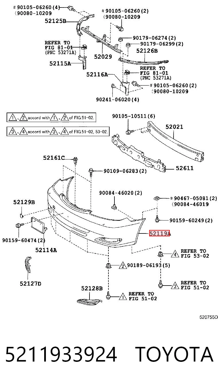 5211933924 Toyota Paragolpes delantero