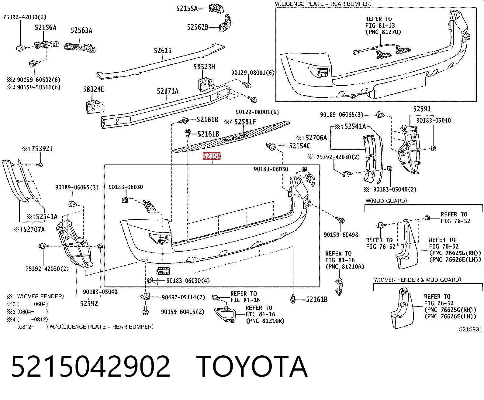 5215042912 Toyota Defensa trasero