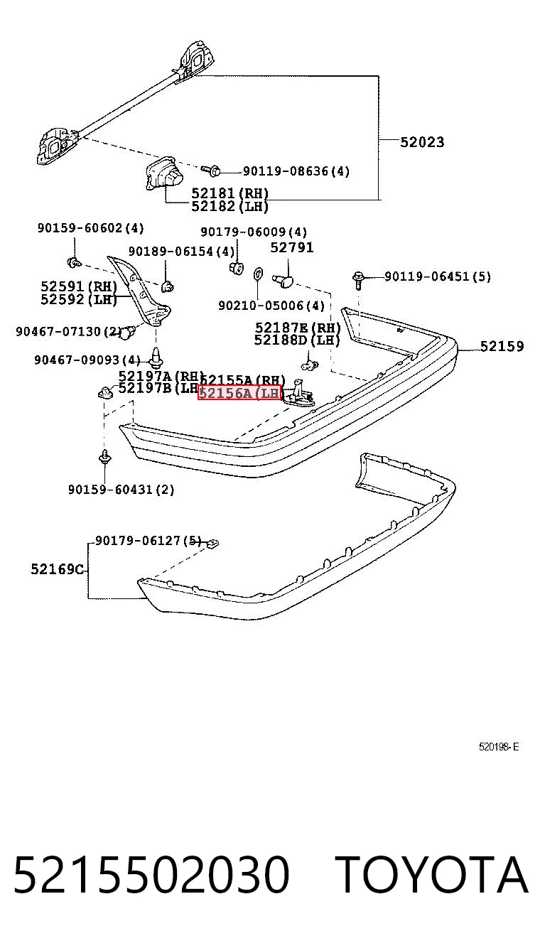 5215502030 Toyota Soporte de parachoques trasero