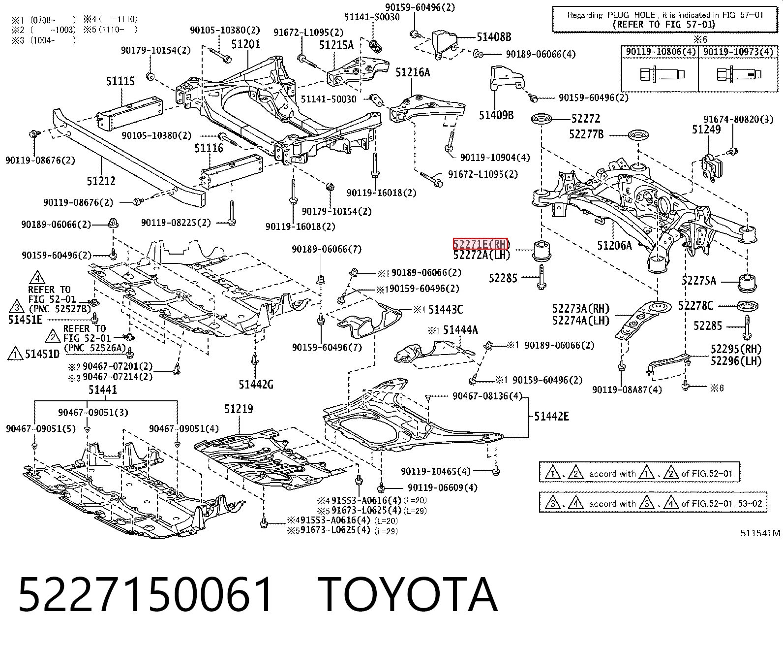 Silentblock del puente trasero para Lexus LS 600H/600HL UVF4