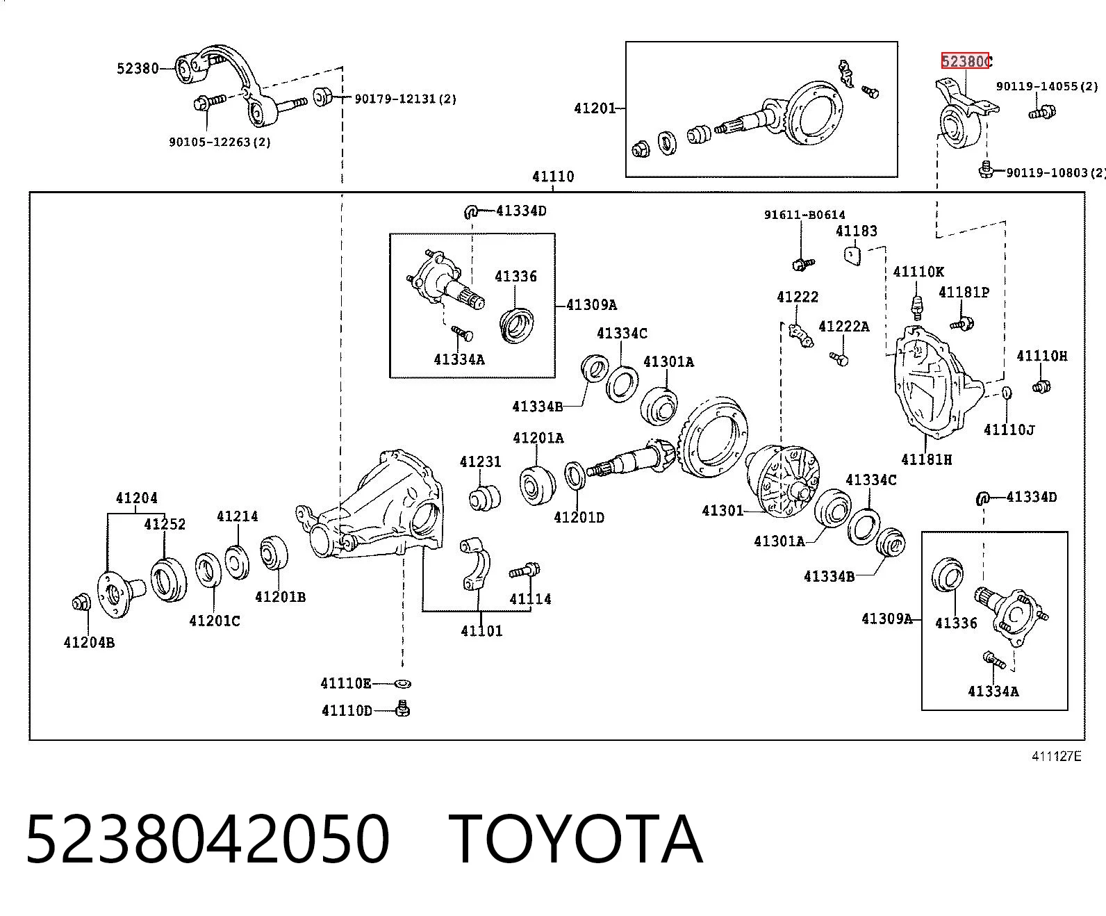 5238042050 Toyota Silentblock del soporte del diferencial trasero
