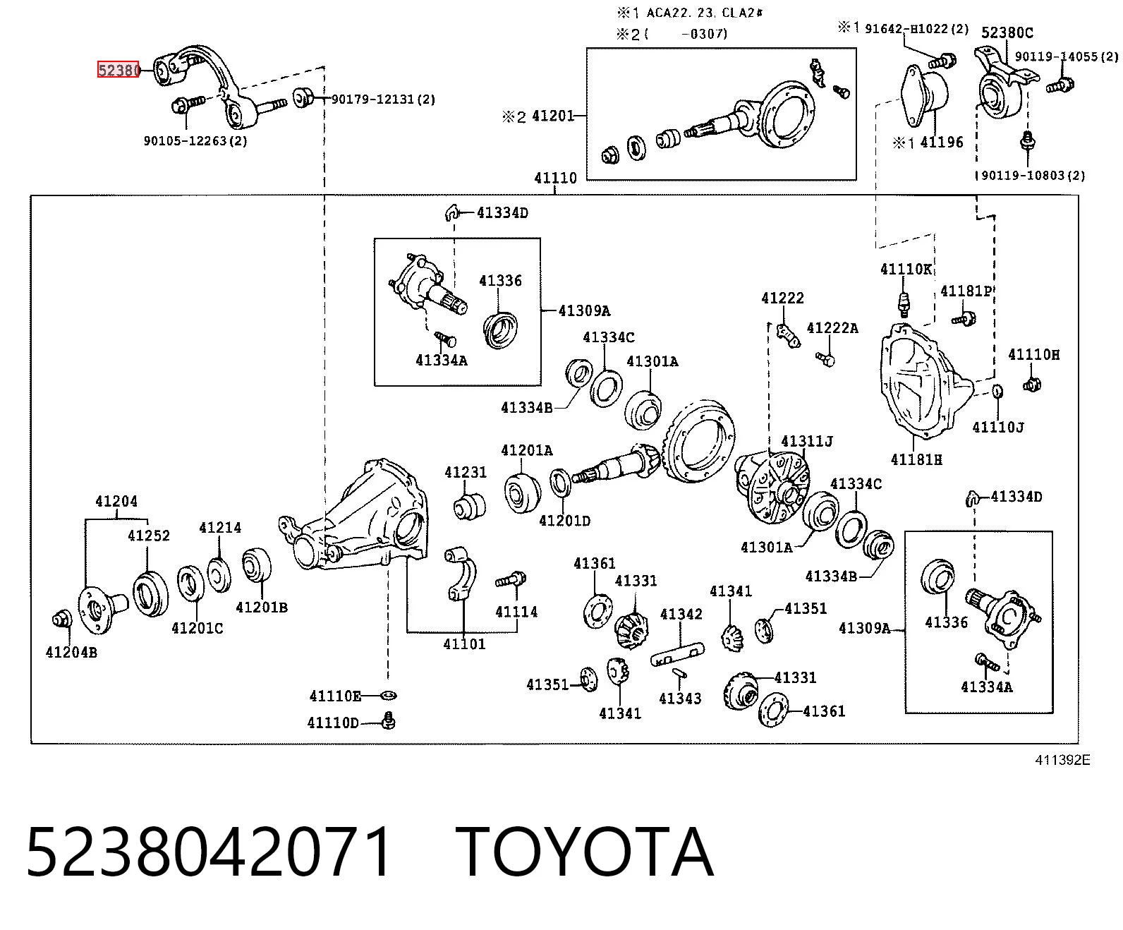5238042071 Toyota Soporte delantero del diferencial trasero