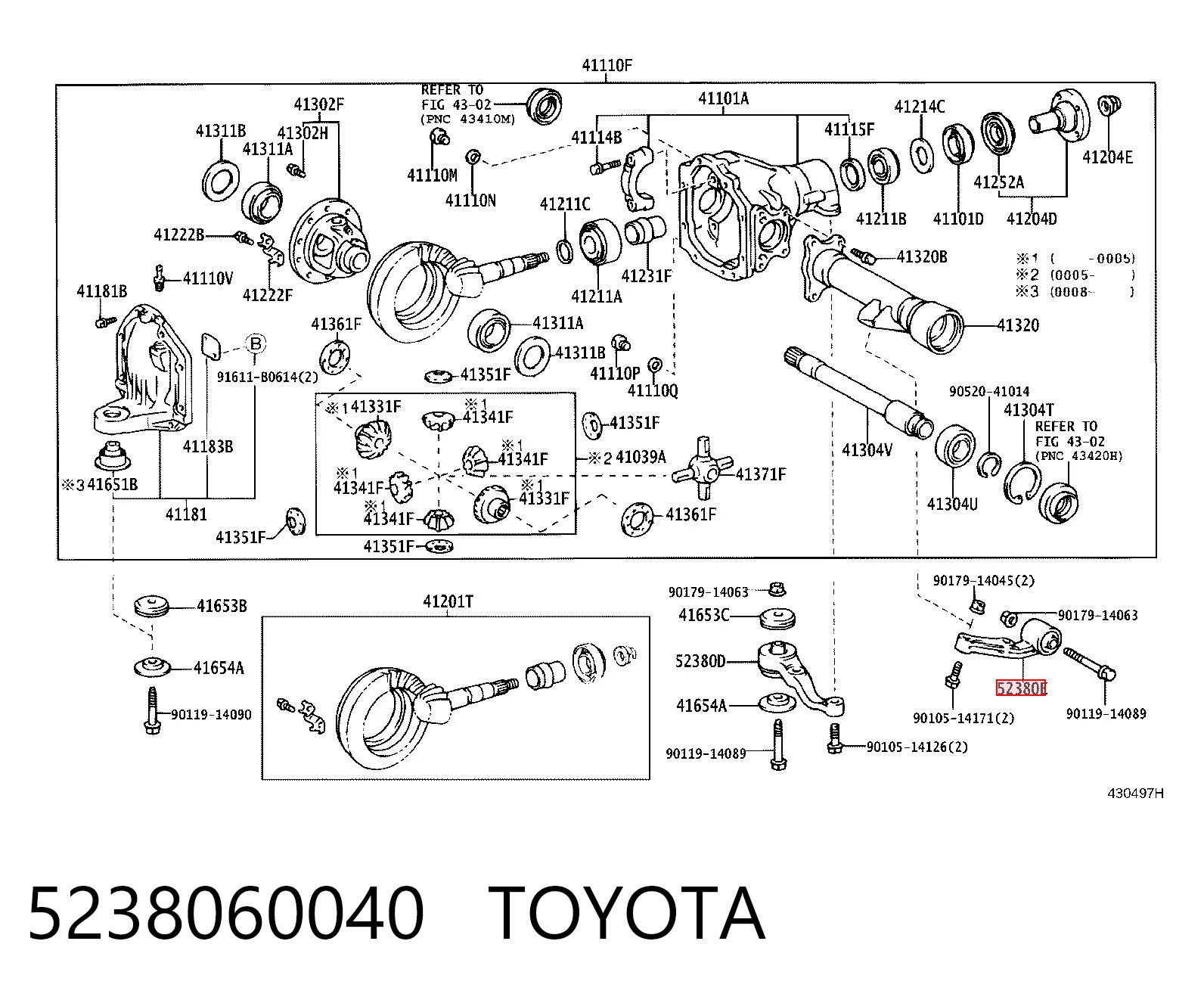5238060040 Toyota Soporte izquierdo del diferencial delantero