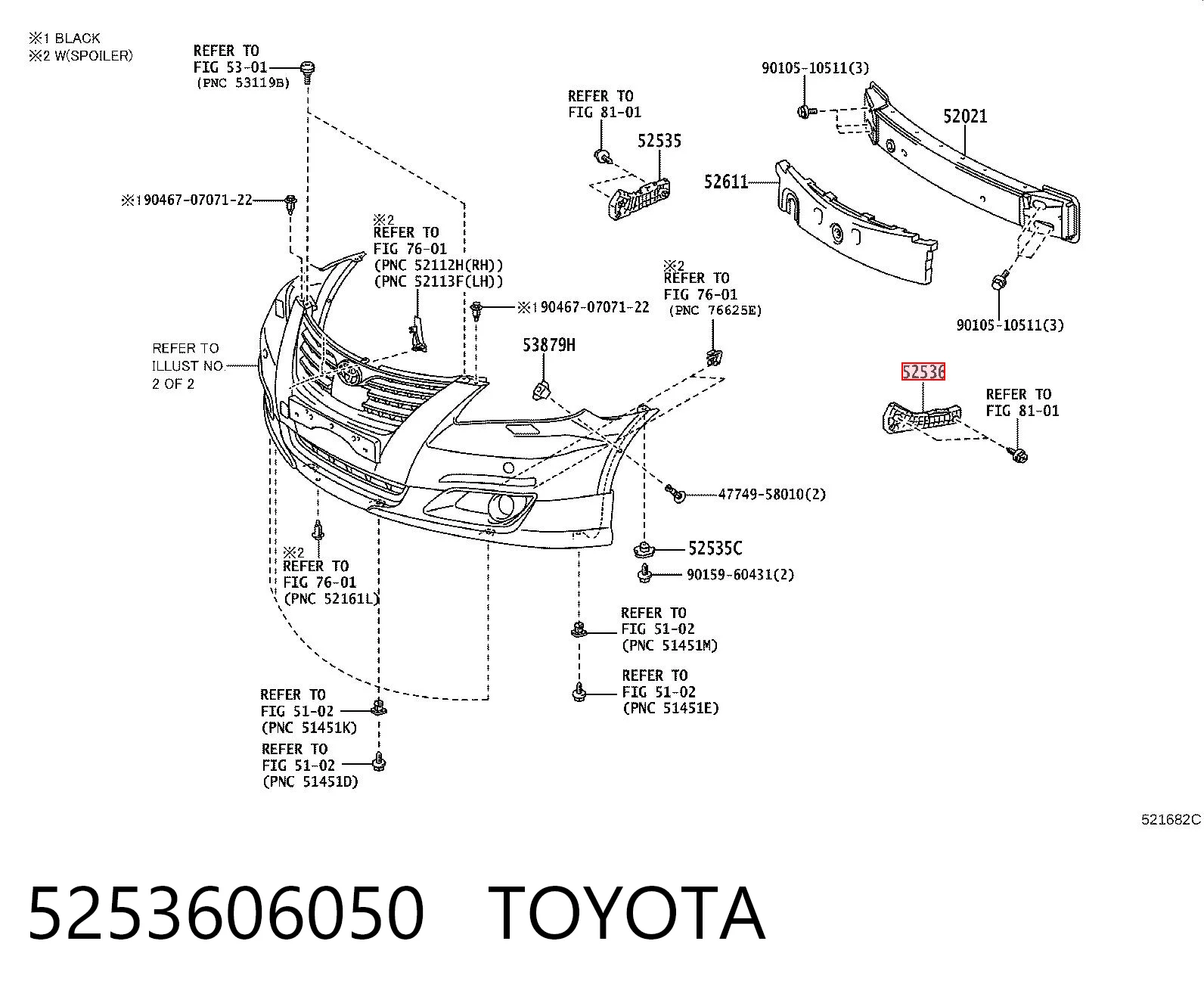 5253606050 Toyota Soporte de parachoques delantero izquierdo