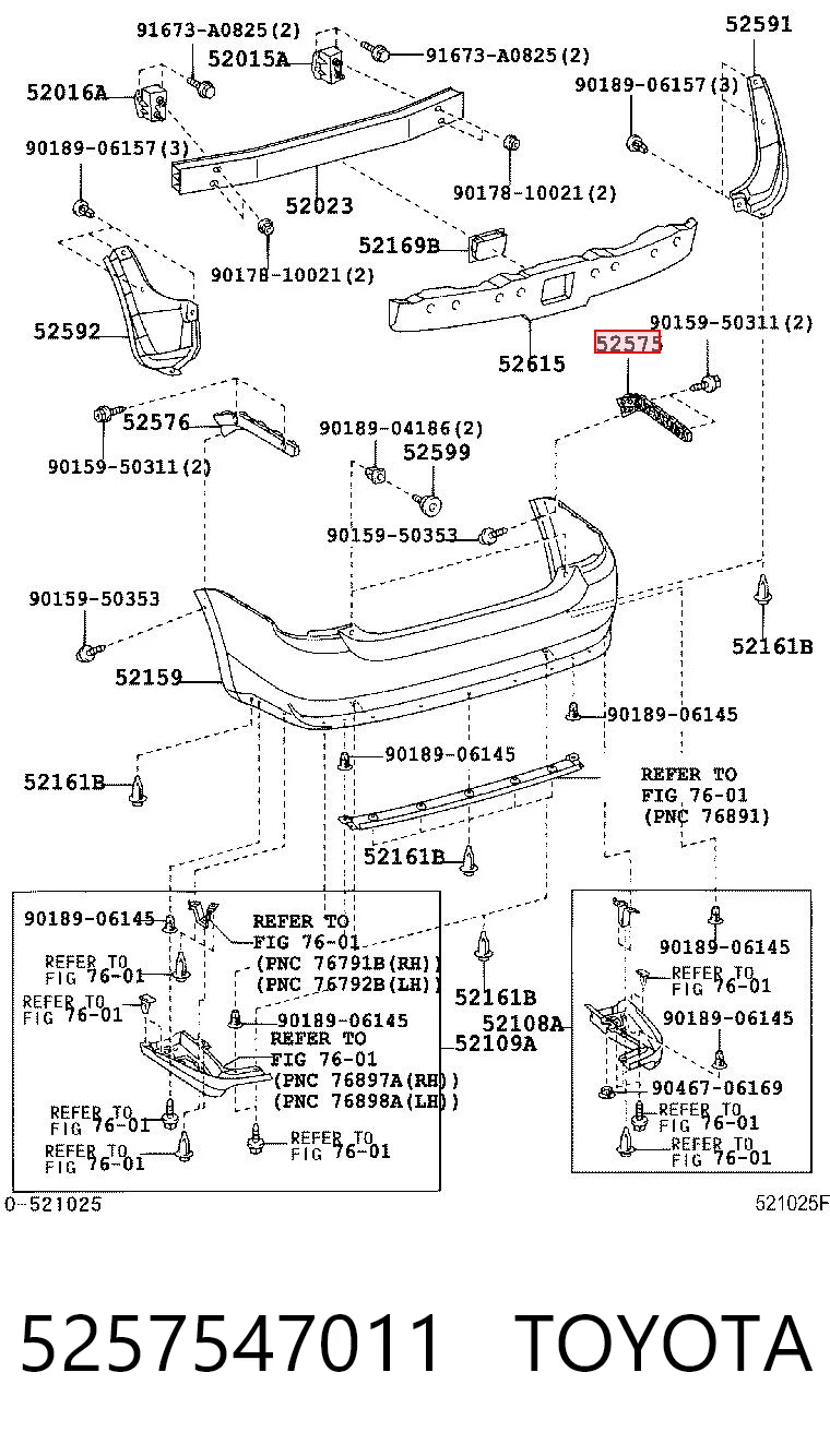 5257547011 Toyota Soporte del paragolpes trasero derecho