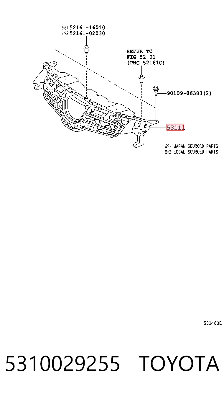  Parrilla Toyota Auris 