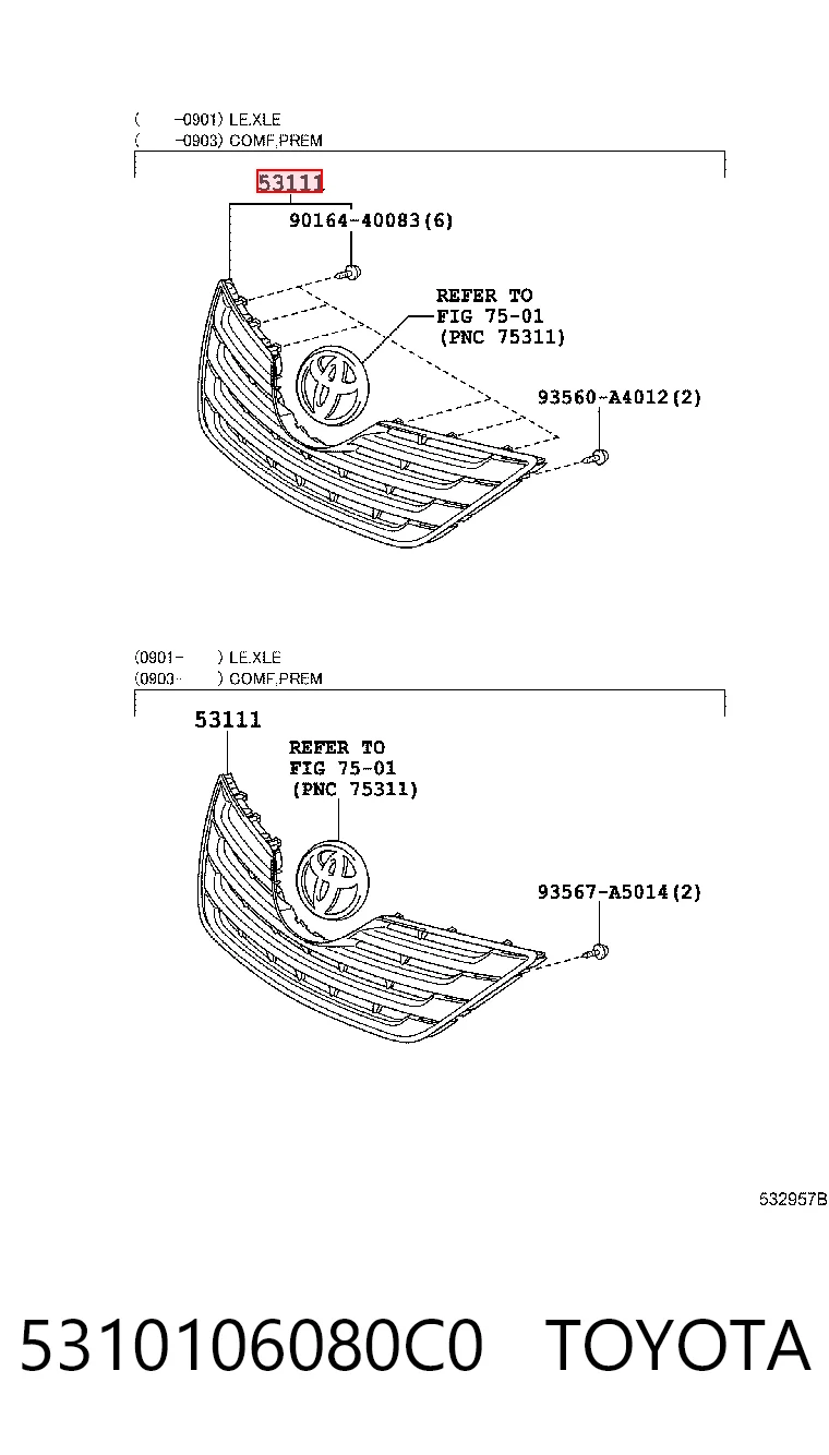 Calandra para Toyota Camry VI V40