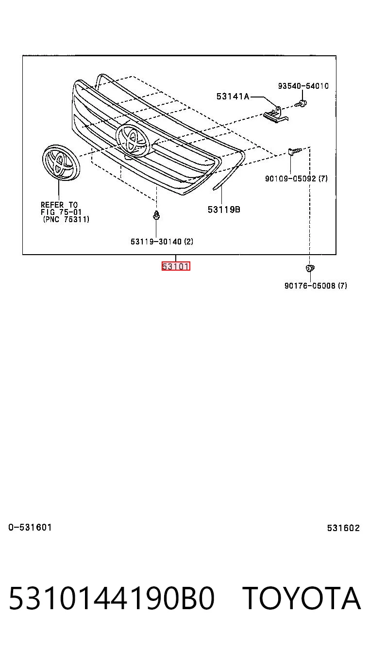 Comprar Parrilla del radiador Toyota Avensis LCM a bajo precio