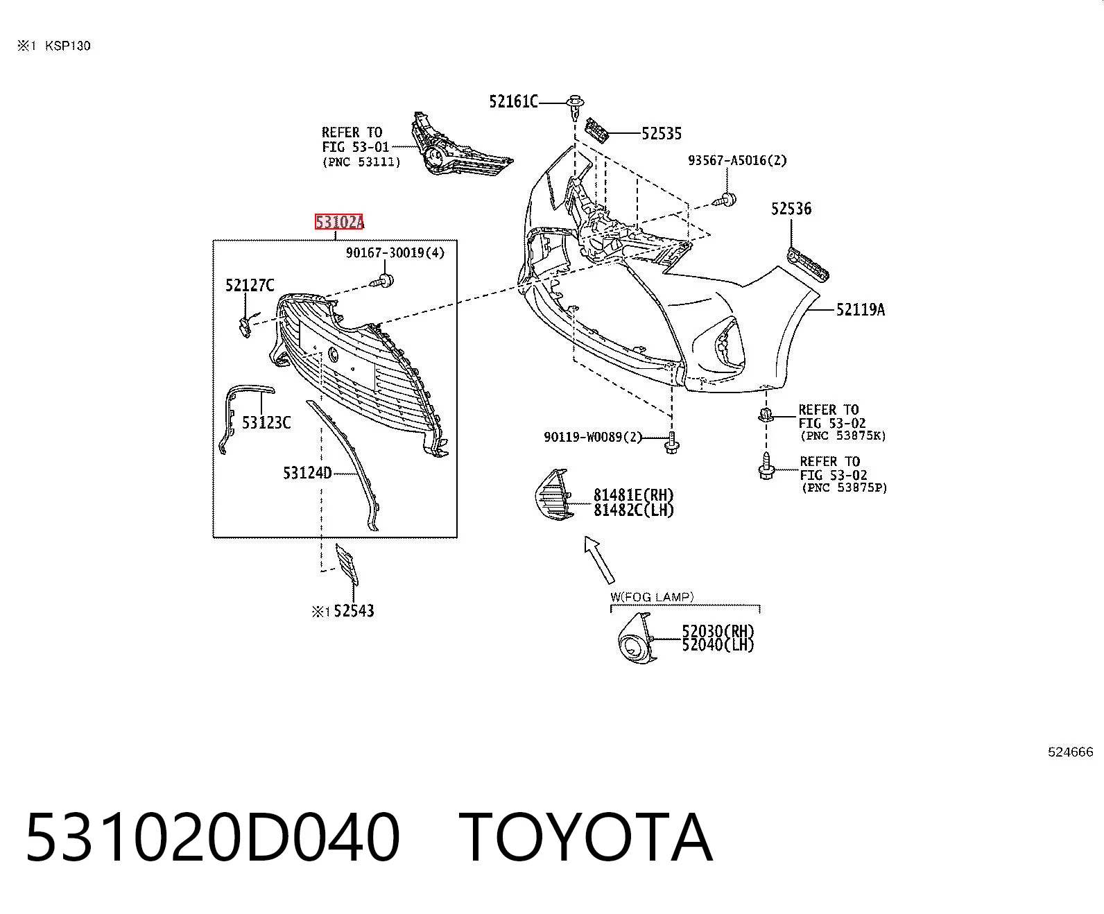 531020D040 Toyota Calandra