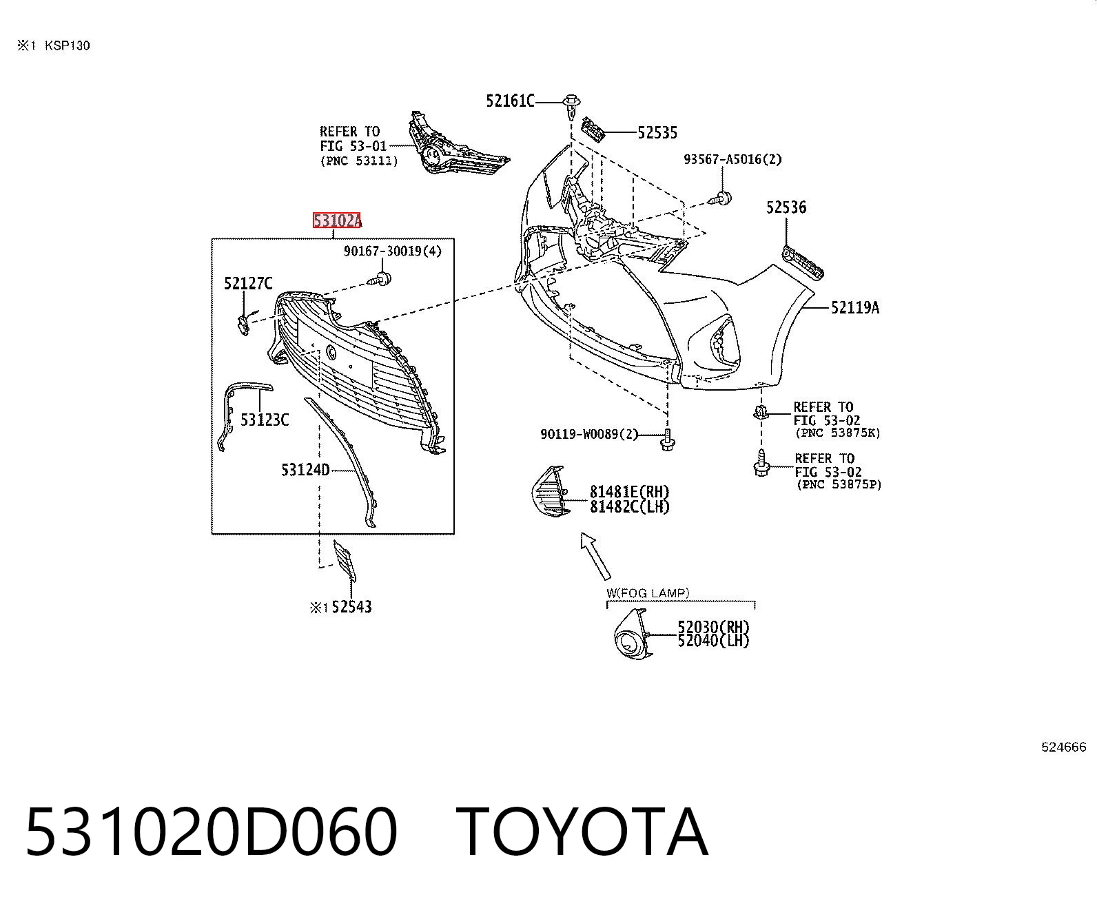 531020D060 Toyota Calandra