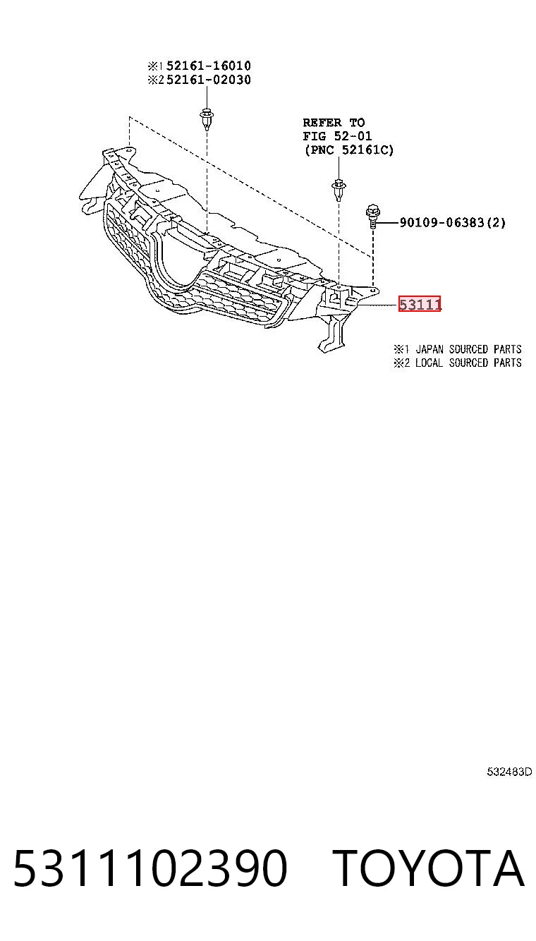 Rejilla para Toyota Auris  (E15)