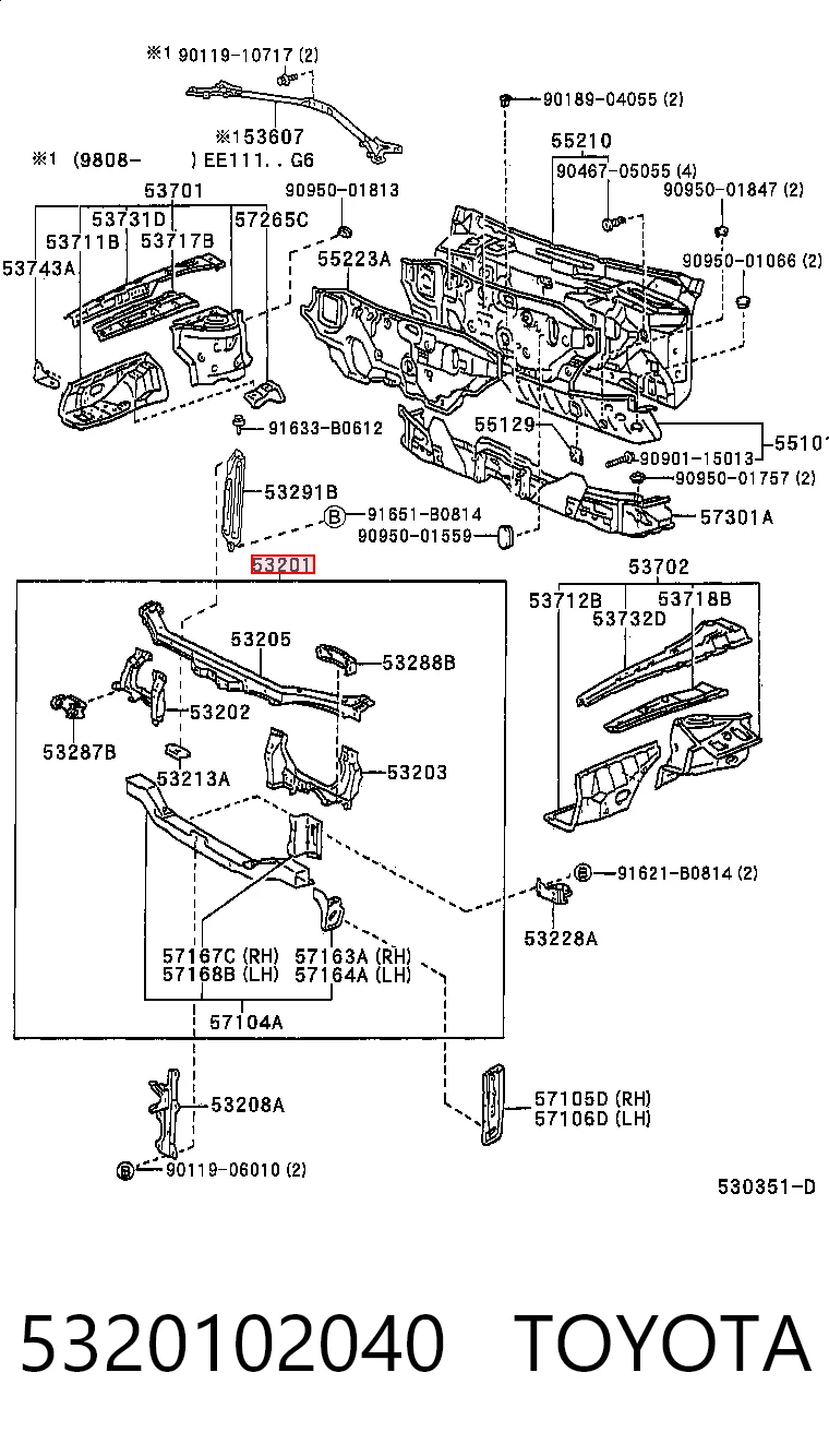 Soporte de radiador para Toyota Corolla (E11)