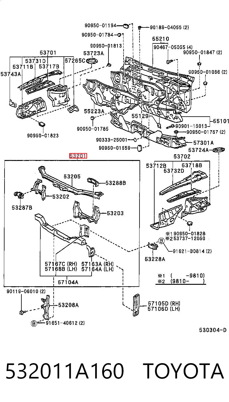 Soporte de radiador completo (panel de montaje para foco) para Toyota Corolla  E11