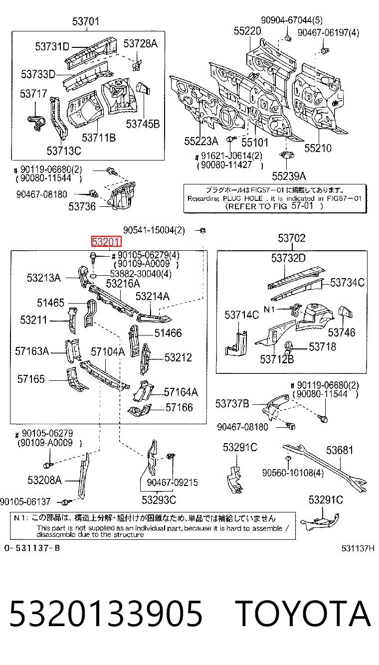 Soporte de radiador para Toyota Camry V30