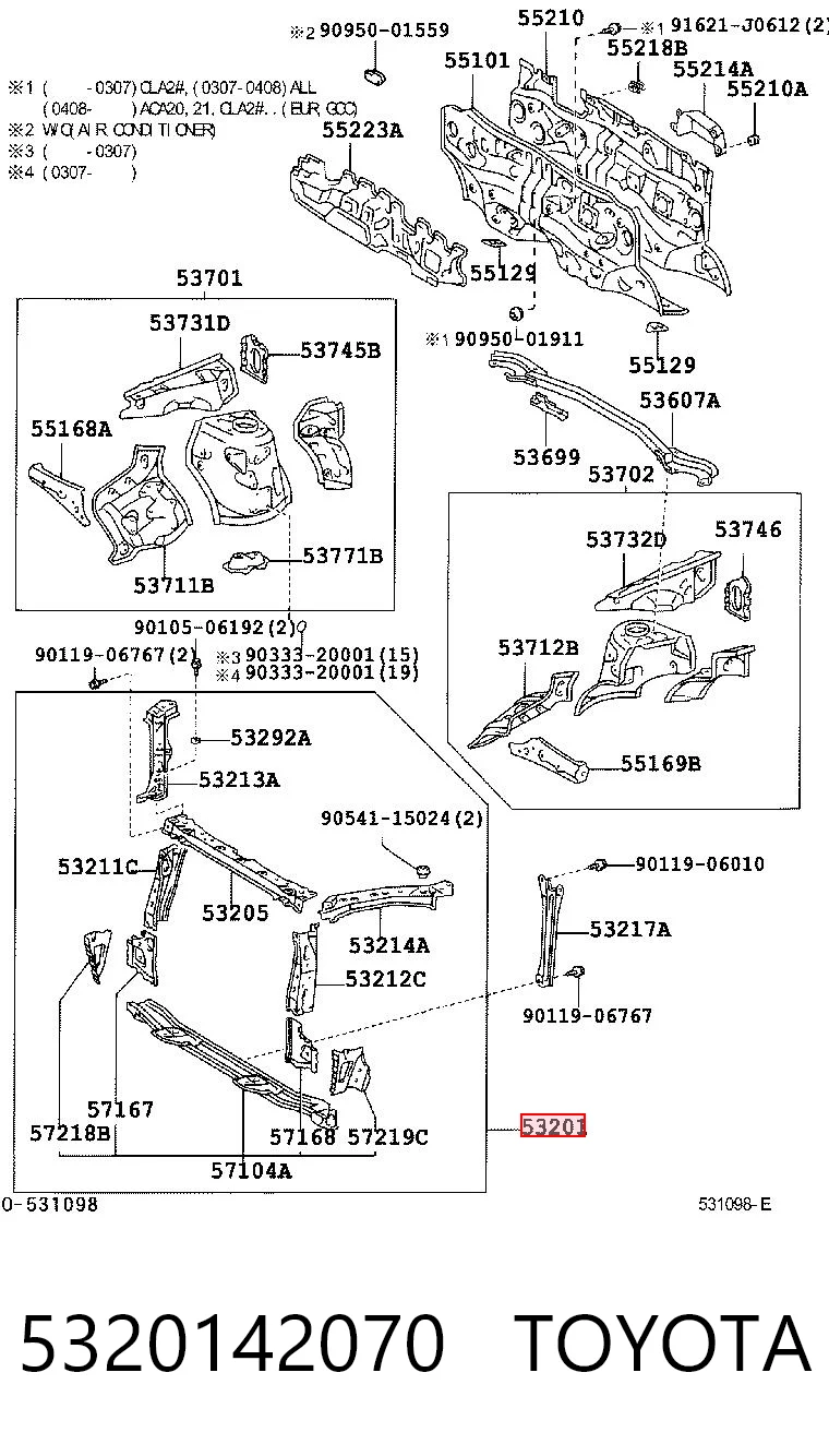 Soporte de radiador  Toyota RAV4 II
