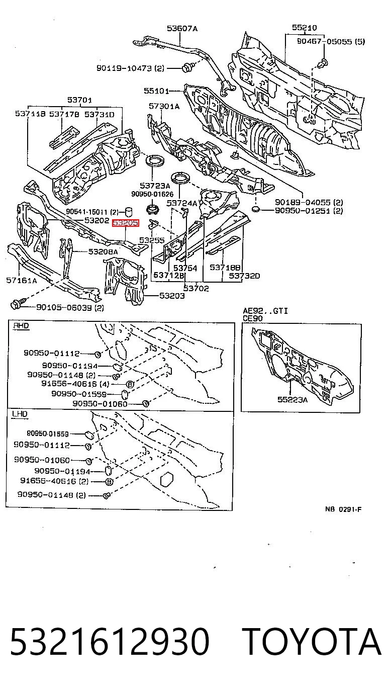 Soporte de radiador Toyota Corolla (E9)