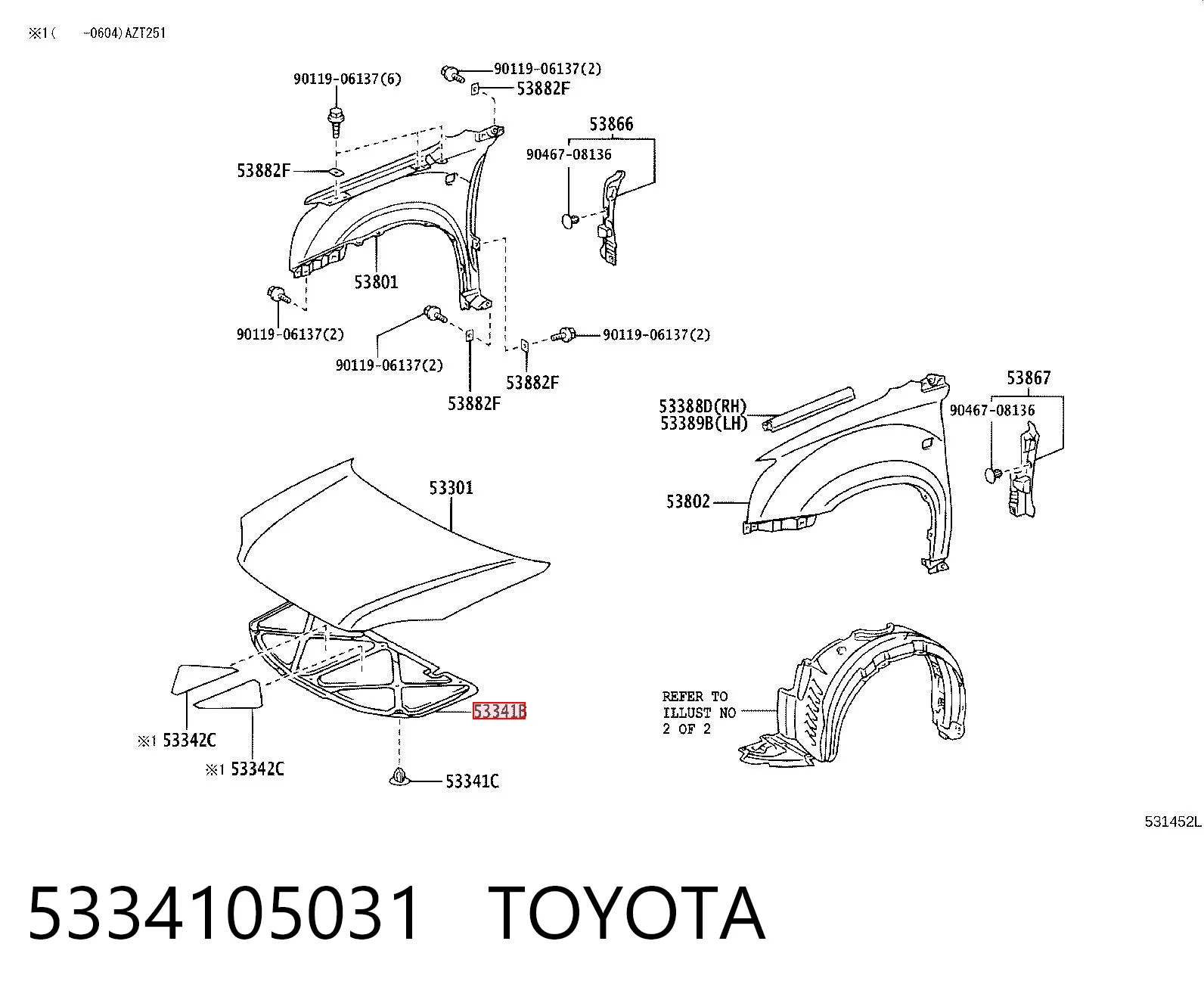 Aislamiento del Capó para Toyota Avensis T25