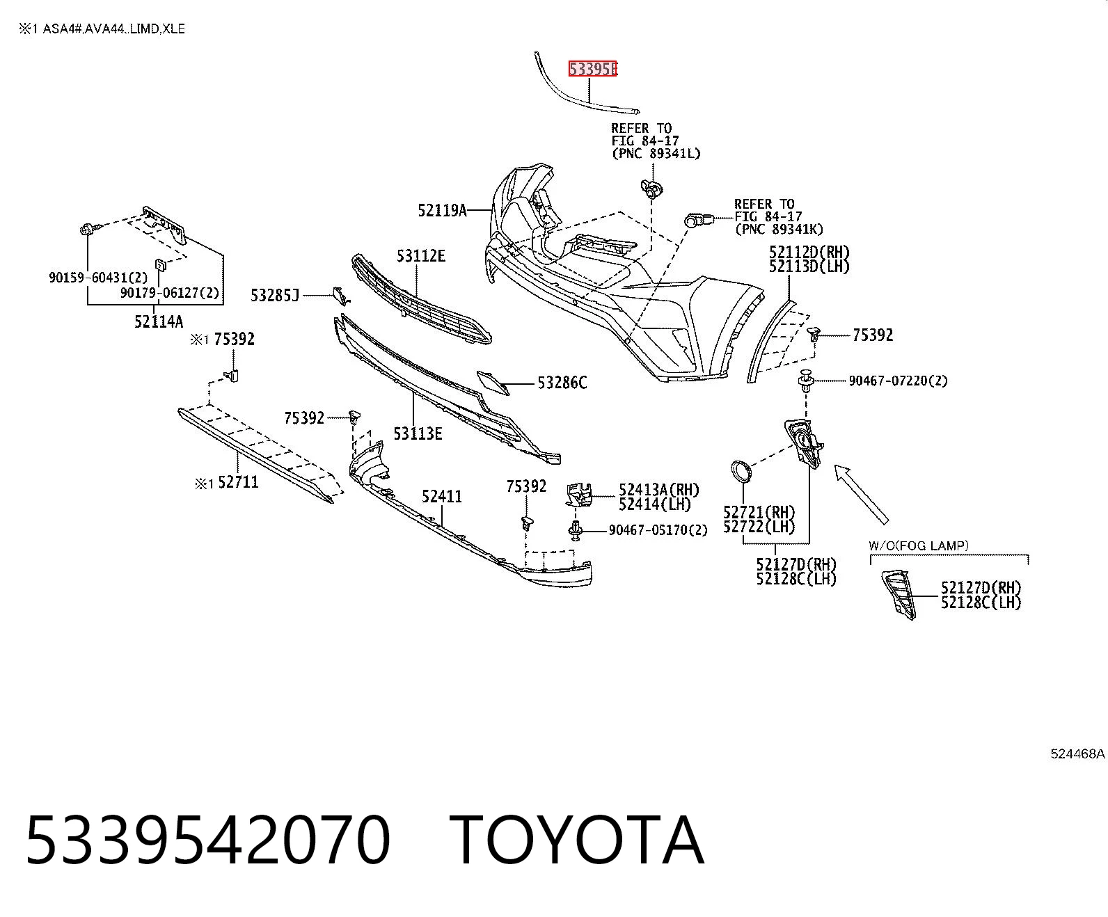 5339542070 Toyota Sello Del Capó