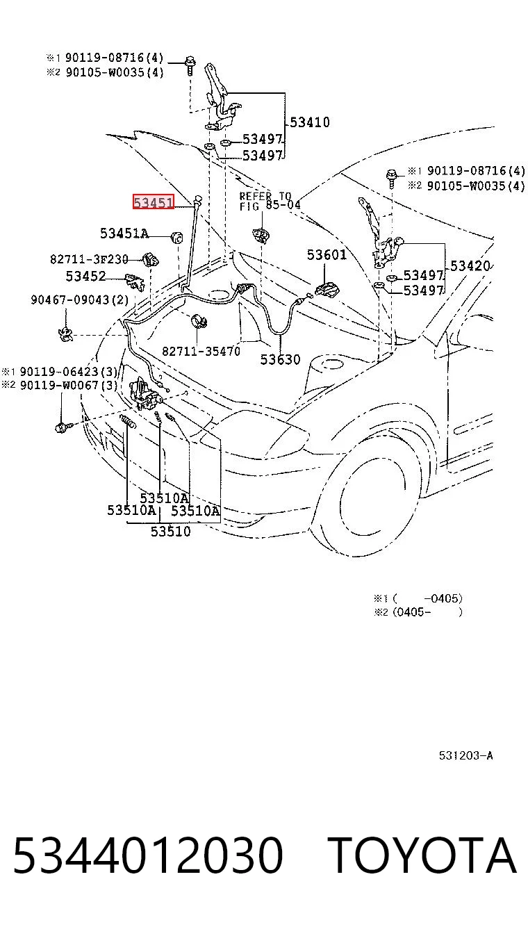 5344012030 Toyota Soporte de capó