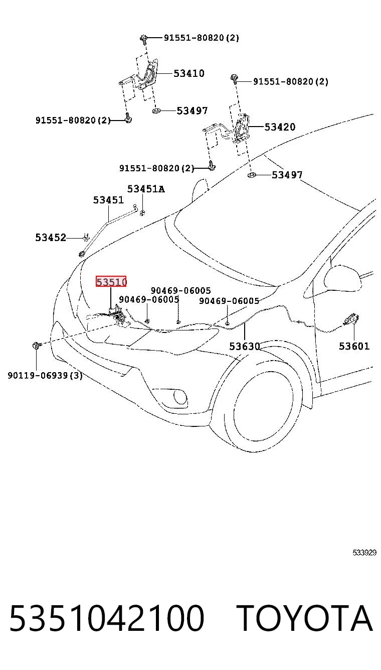 5351042100 Toyota Cerradura de Capot