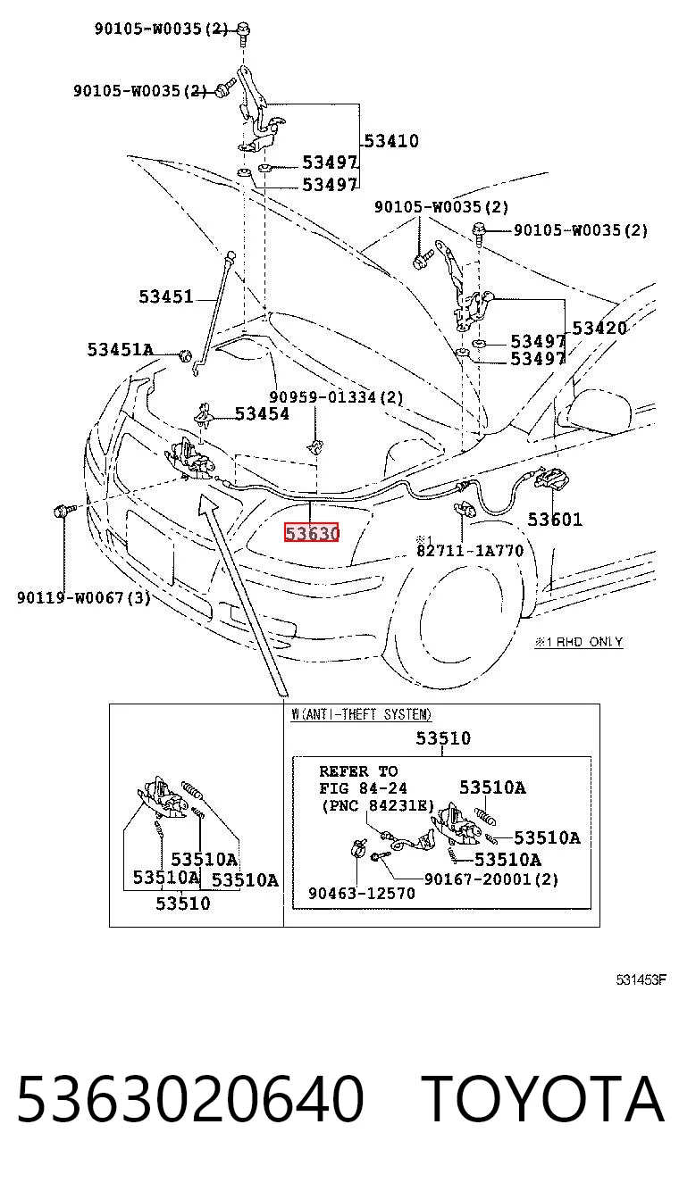 Comprar Cable de apertura del capó Toyota Avensis T25 a bajo precio