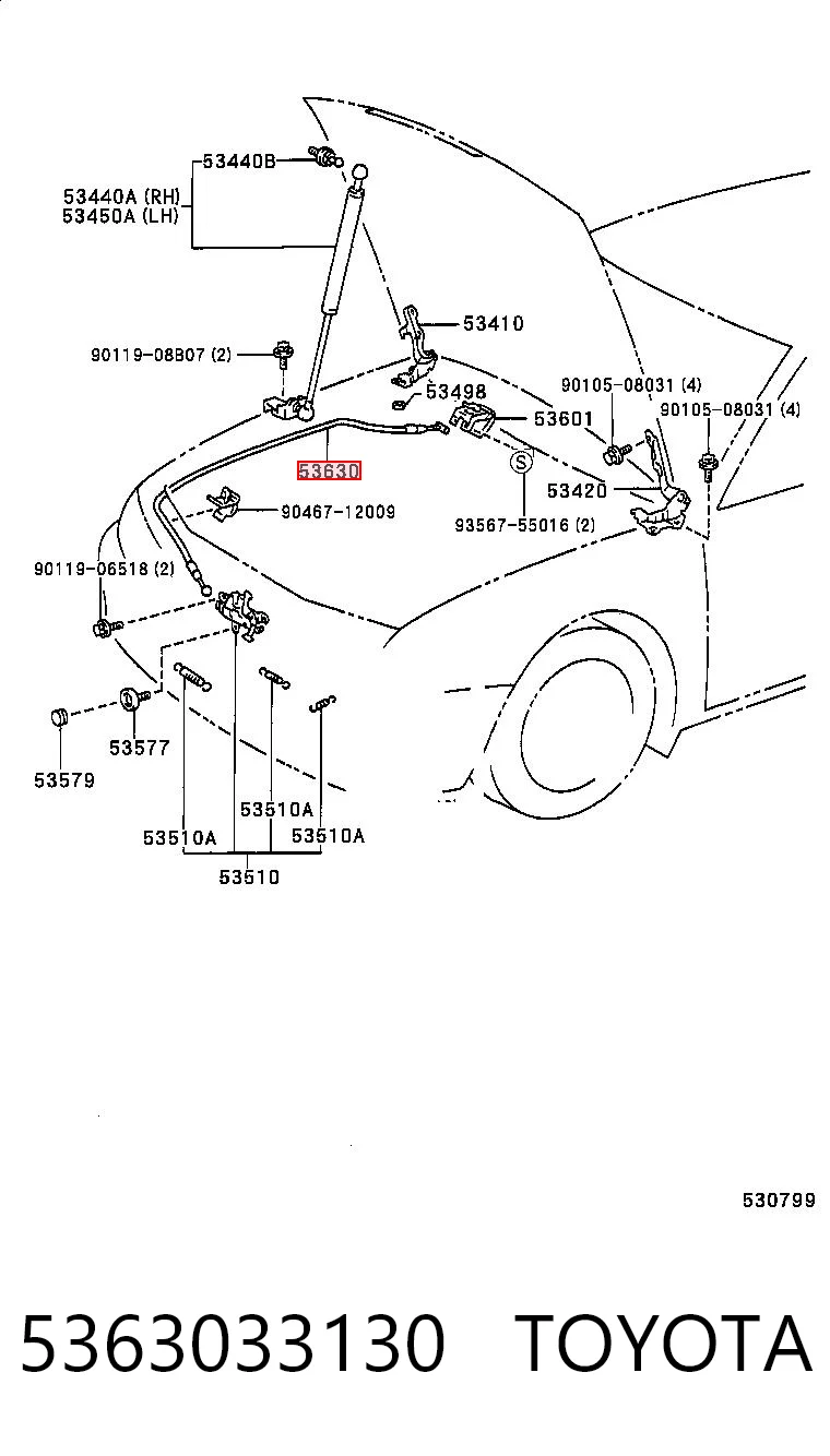 Comprar Cable de apertura del capó Toyota Camry V20 a bajo precio