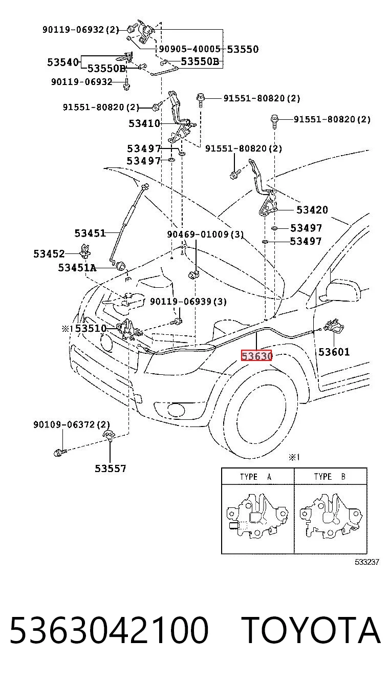 Cable de capó del motor para Toyota RAV4 III A3