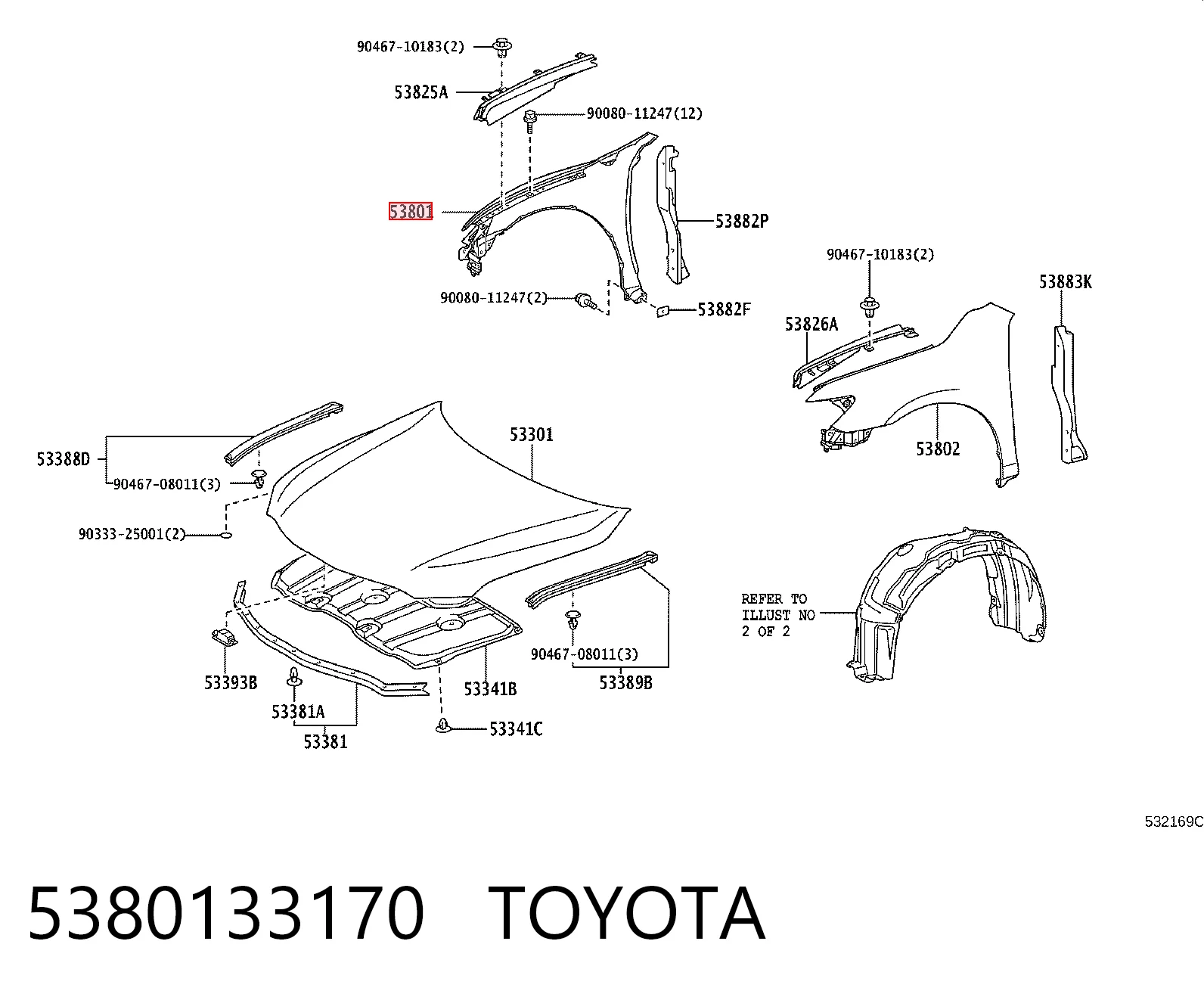 5380133170 Toyota Aleta delantera