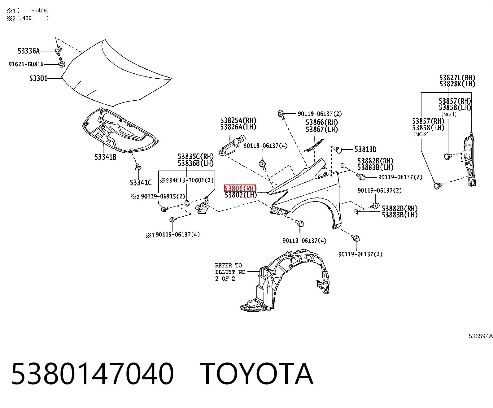 5380147040 Toyota Aleta delantera