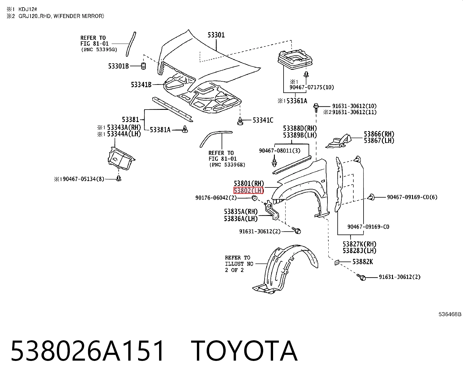 Aleta delantera izquierda Toyota Land Cruiser desde 224,89 €