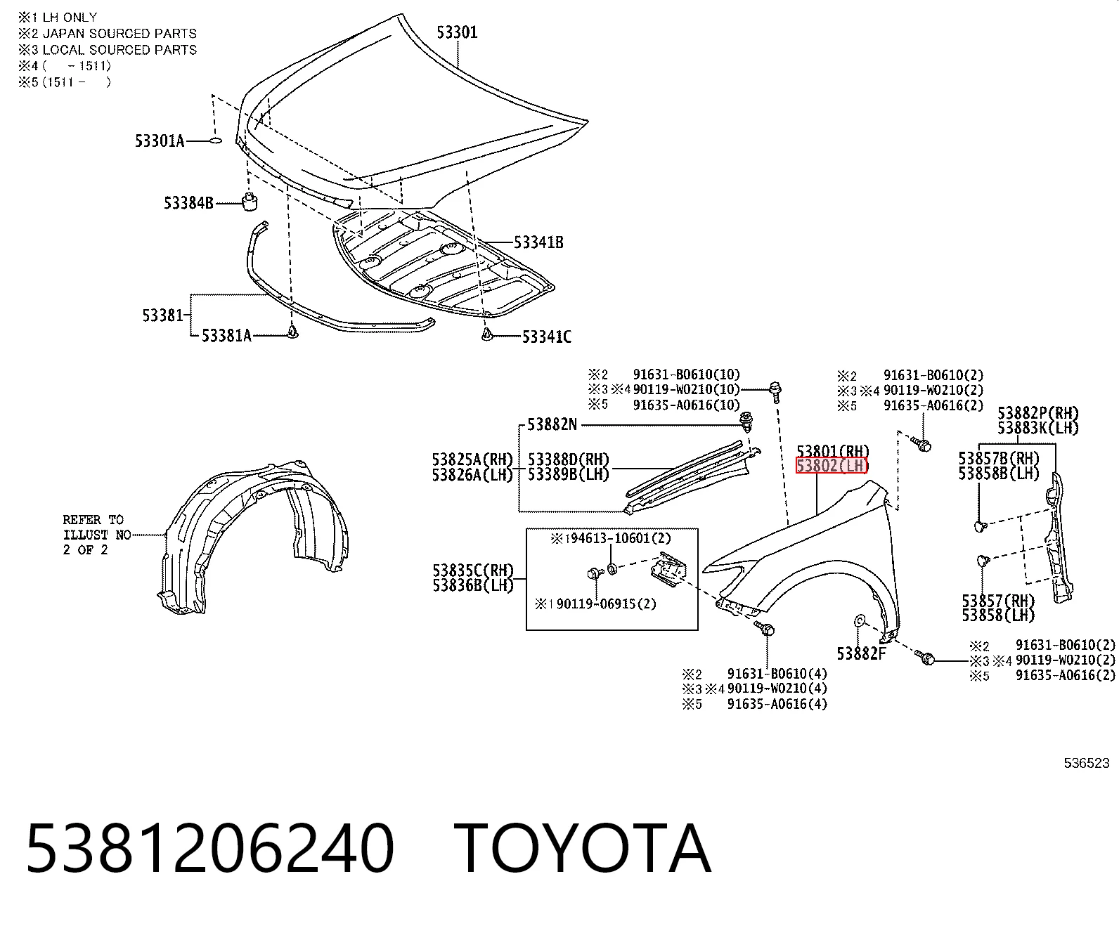 Comprar Aleta delantera izquierda Toyota Camry V50 a bajo precio