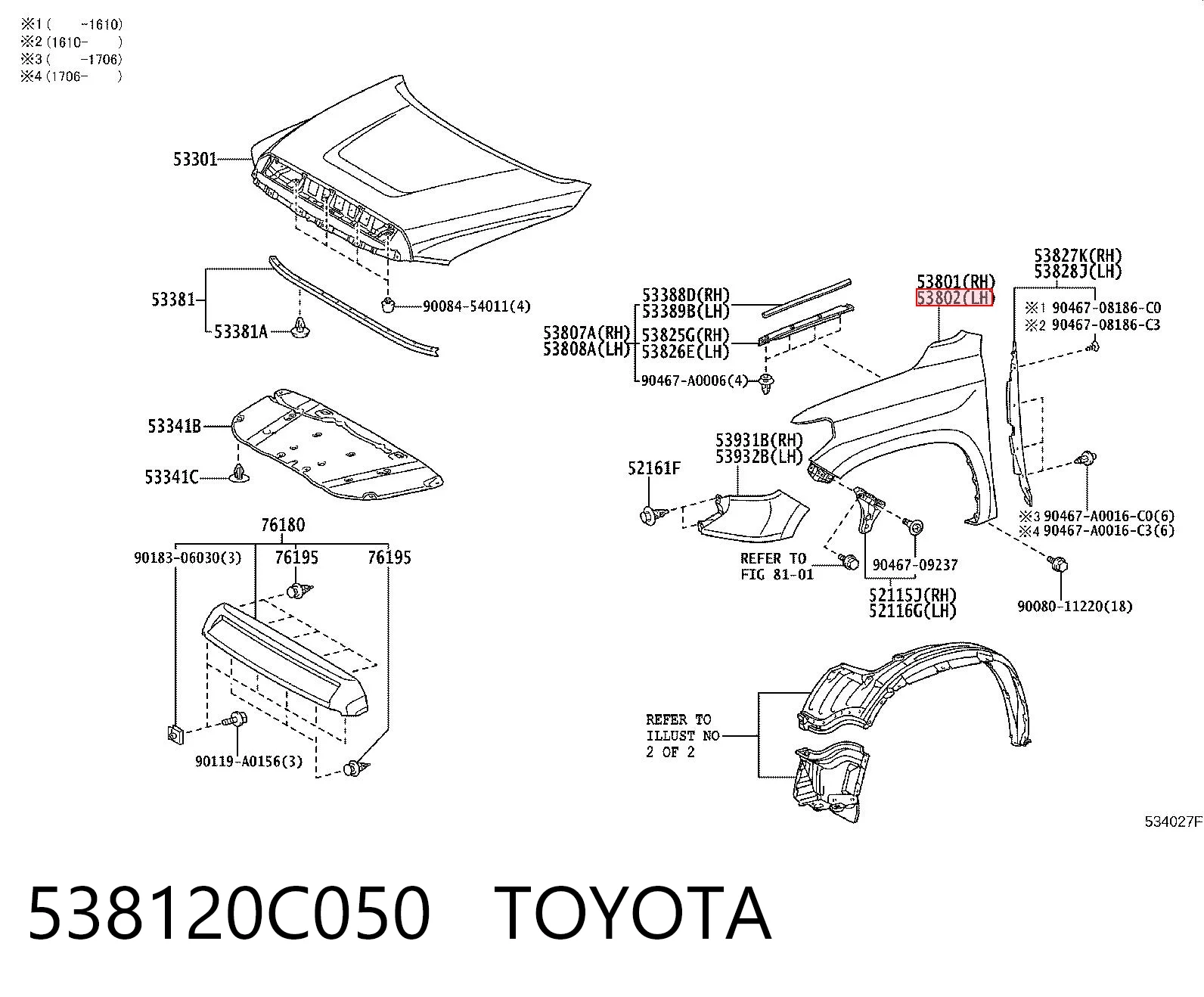 538120C050 Toyota Aleta delantera izquierda