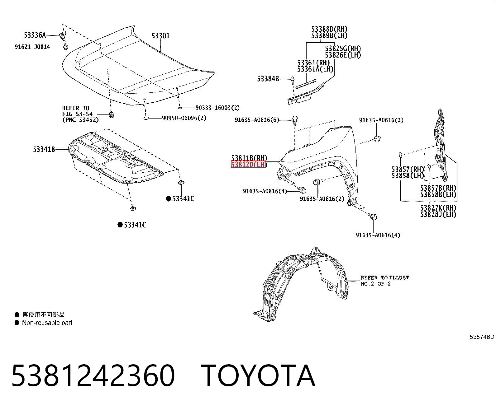5381242360 Toyota Aleta delantera izquierda