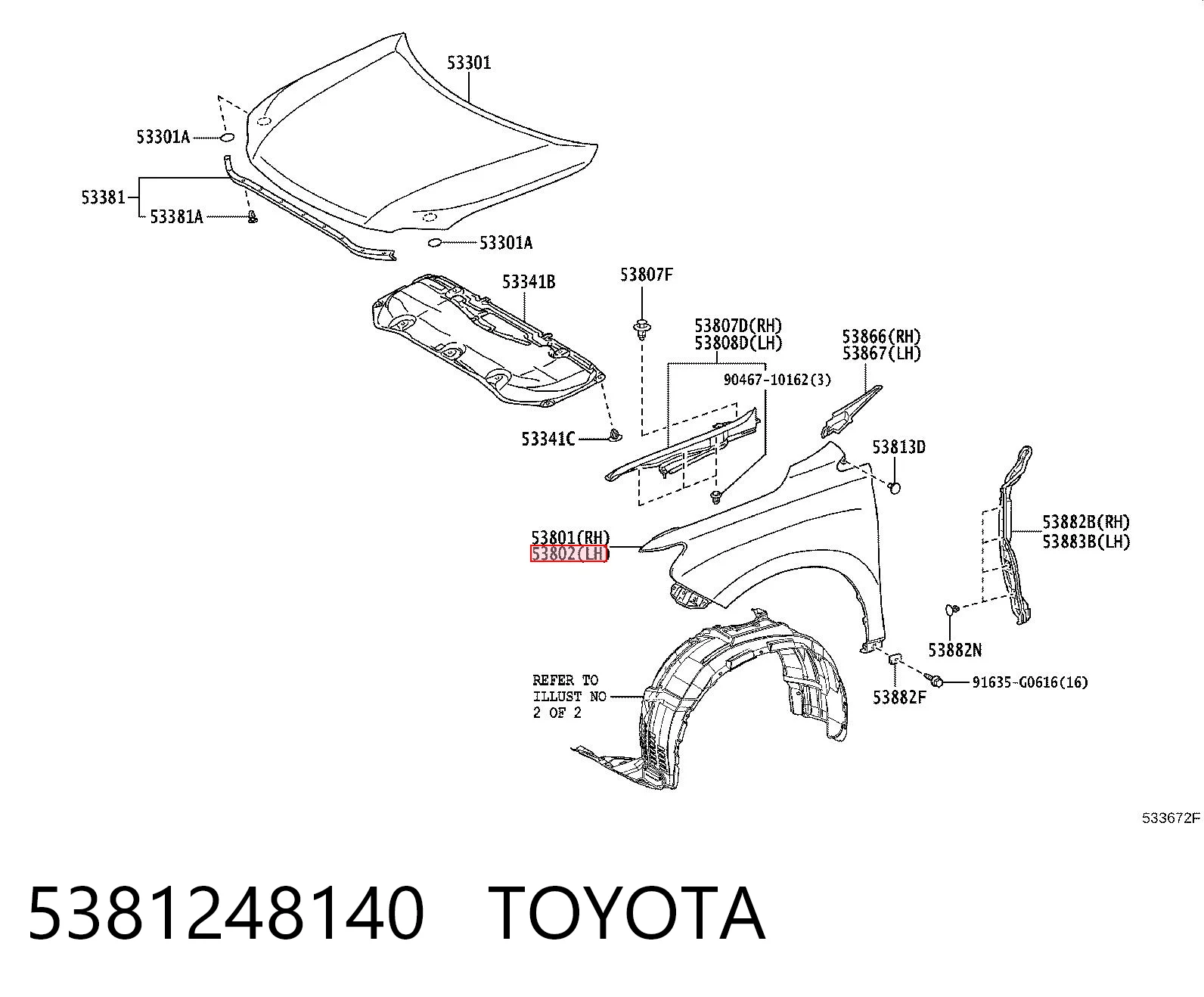 Aleta delantera izquierda Lexus RX  (AGL10, GGL15, GYL15)