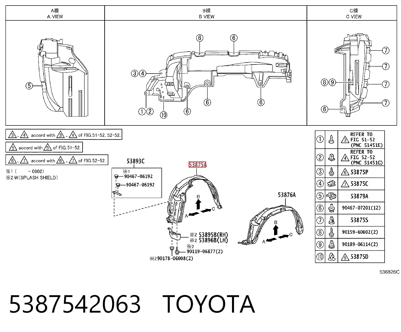 Guardabarros interior derecho, aleta delantera Toyota RAV4 III SUV (A3) (2005 - 2012) precio, desde 20,60 EUR