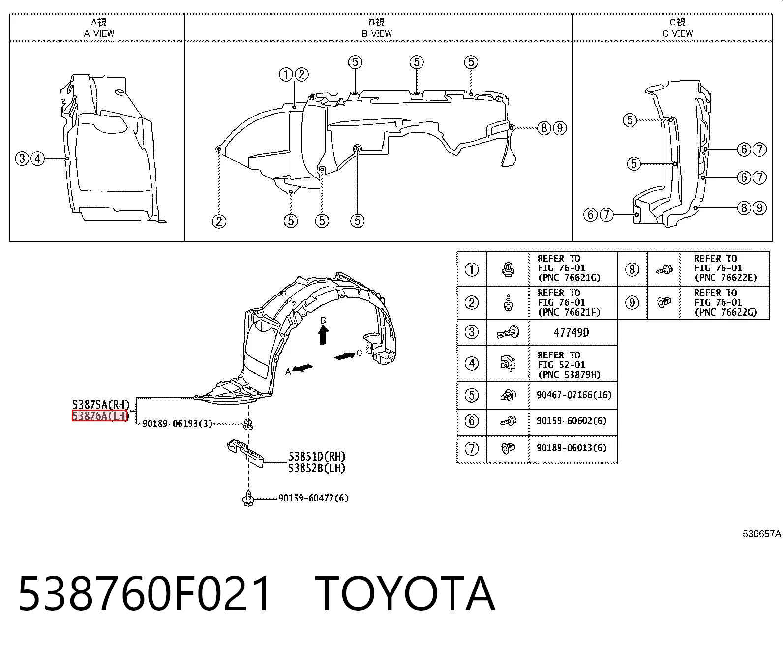 538760F021 Toyota
