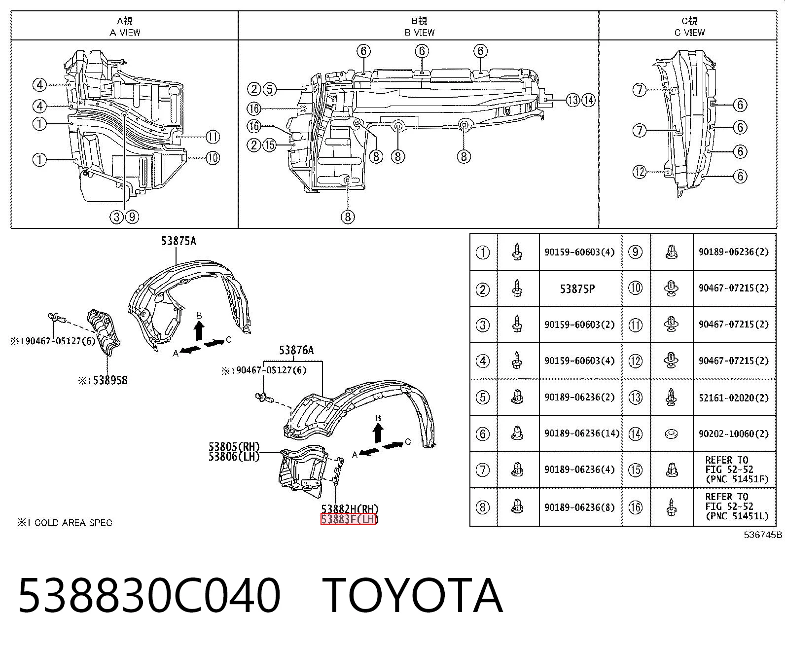 538830C040 Toyota 
