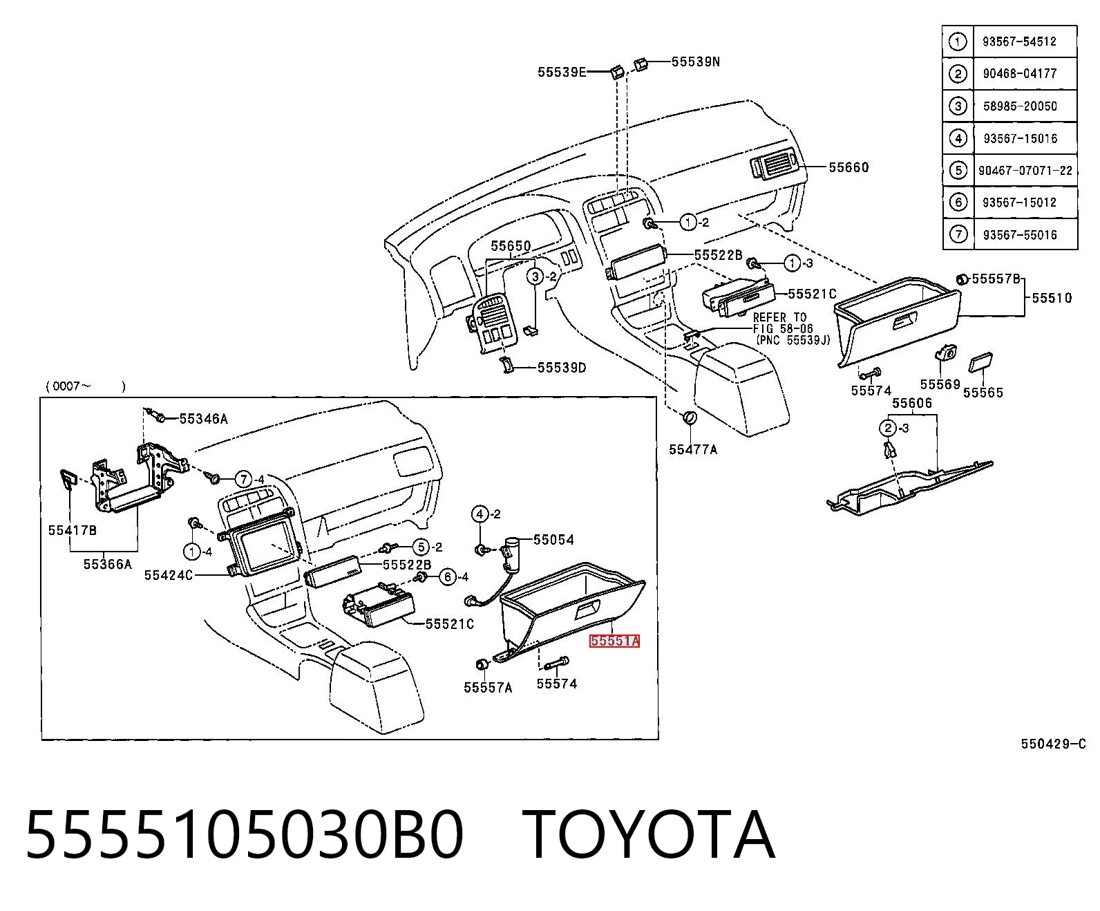 Comprar Guantera Toyota Avensis T22 a bajo precio