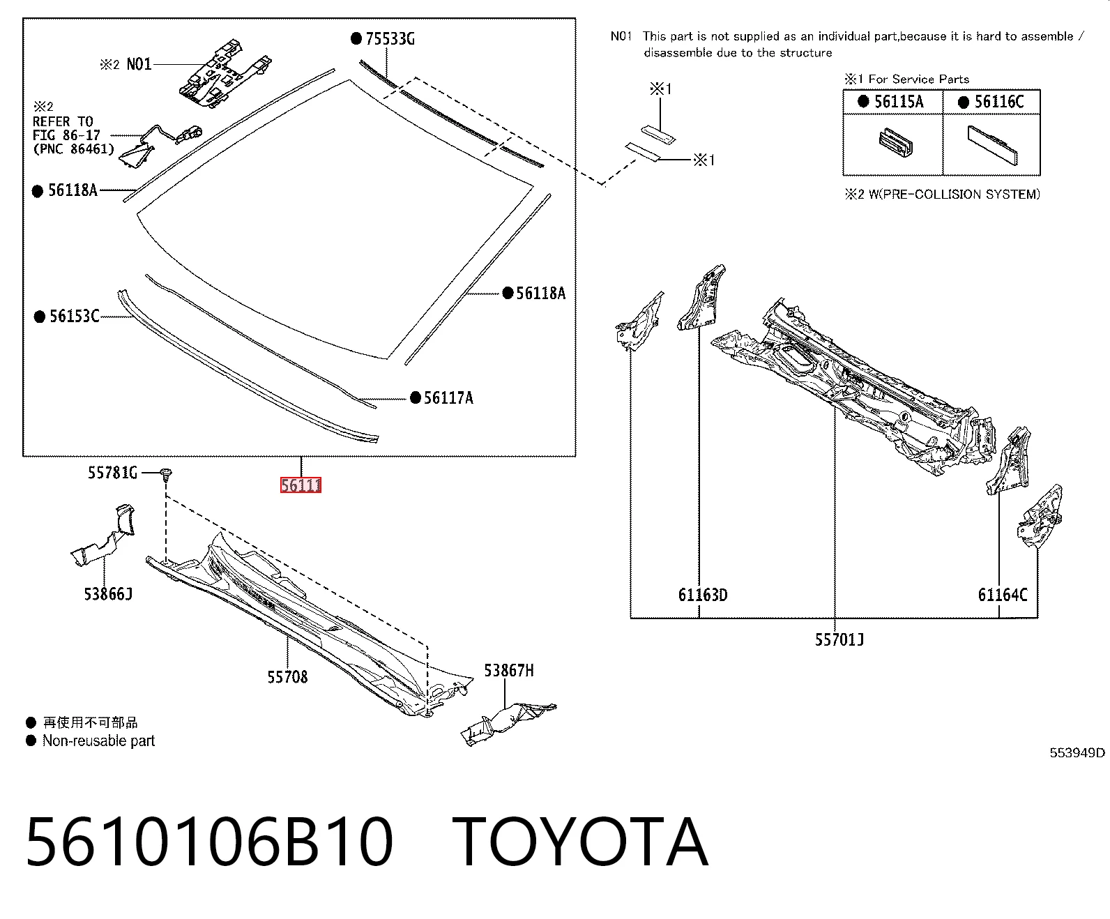 Parabrisas TOYOTA 5610106B10