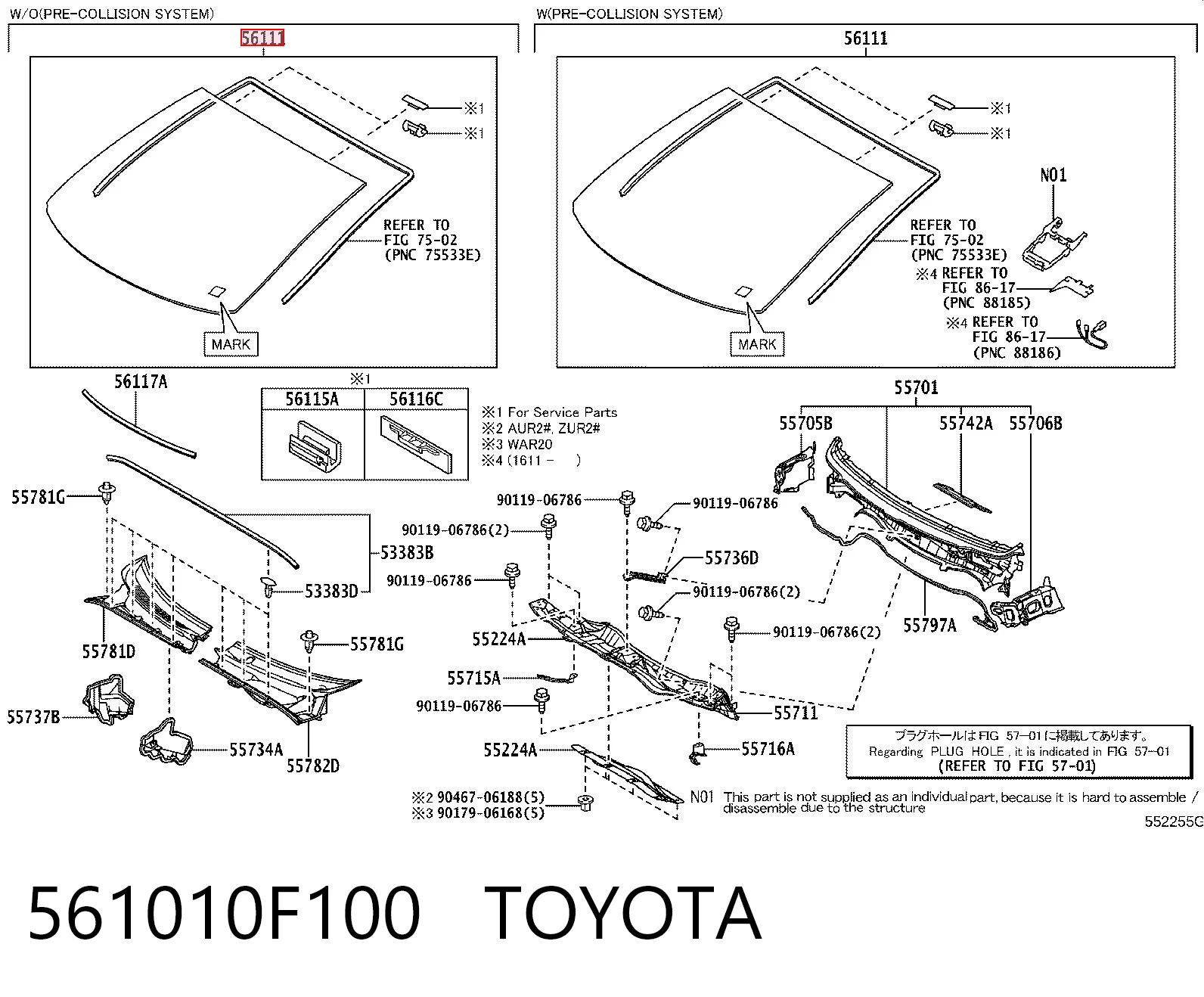 Parabrisas TOYOTA 561010F100