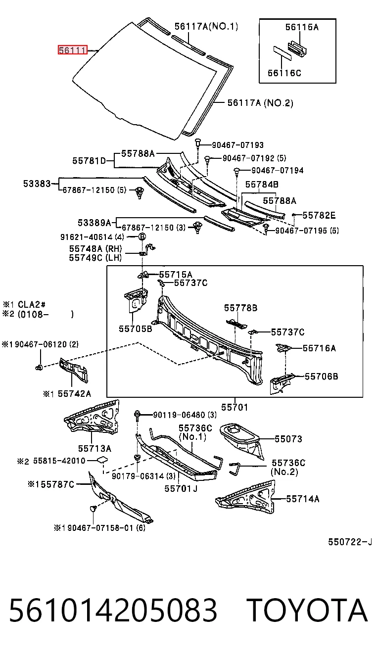 Parabrisas delantero  para Toyota RAV4 II XA2