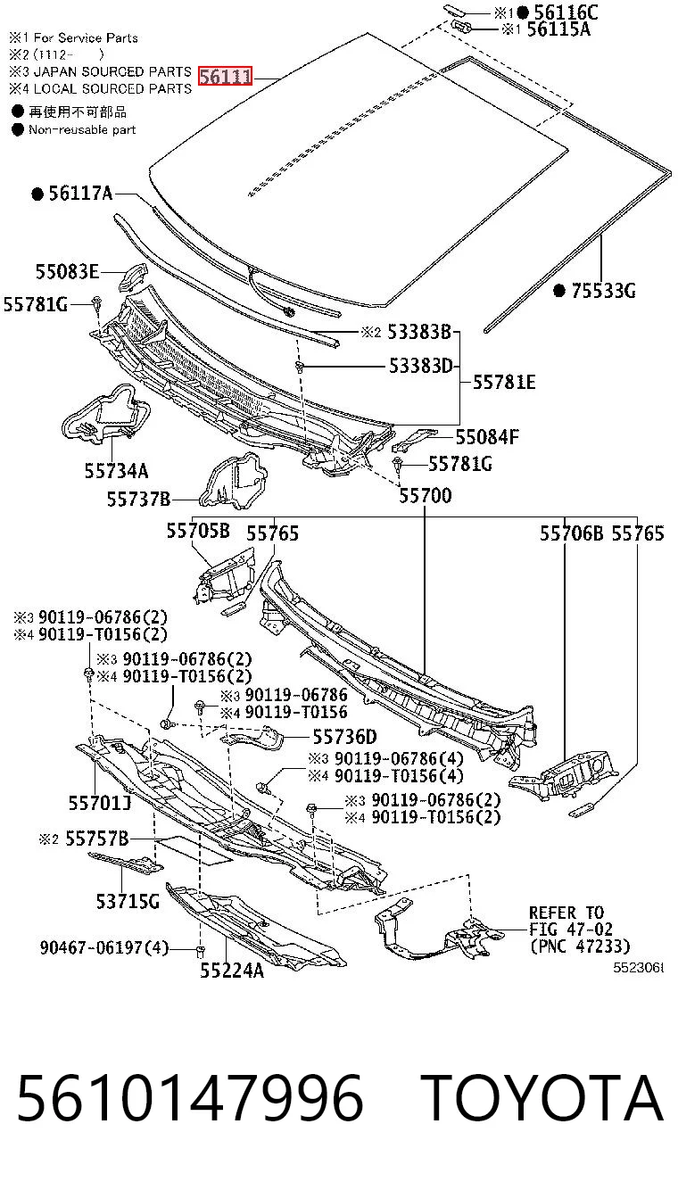 Parabrisas delantero  para Toyota Prius  ZVW30