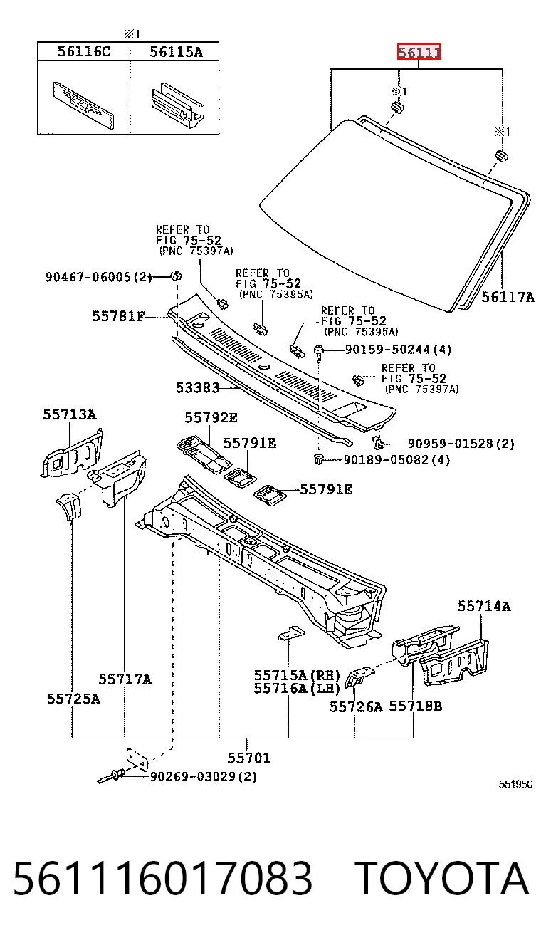 Parabrisas delantero  Toyota Land Cruiser  (1996-2002)