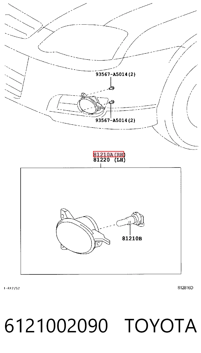 Faro antiniebla derecho 6121002090 TOYOTA