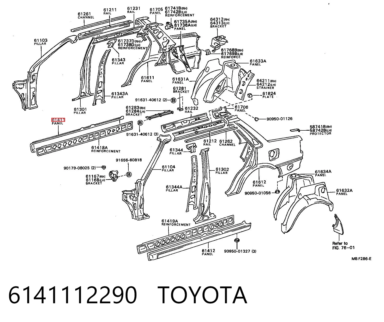 Umbral de puerta, derecha para Toyota Corolla E8