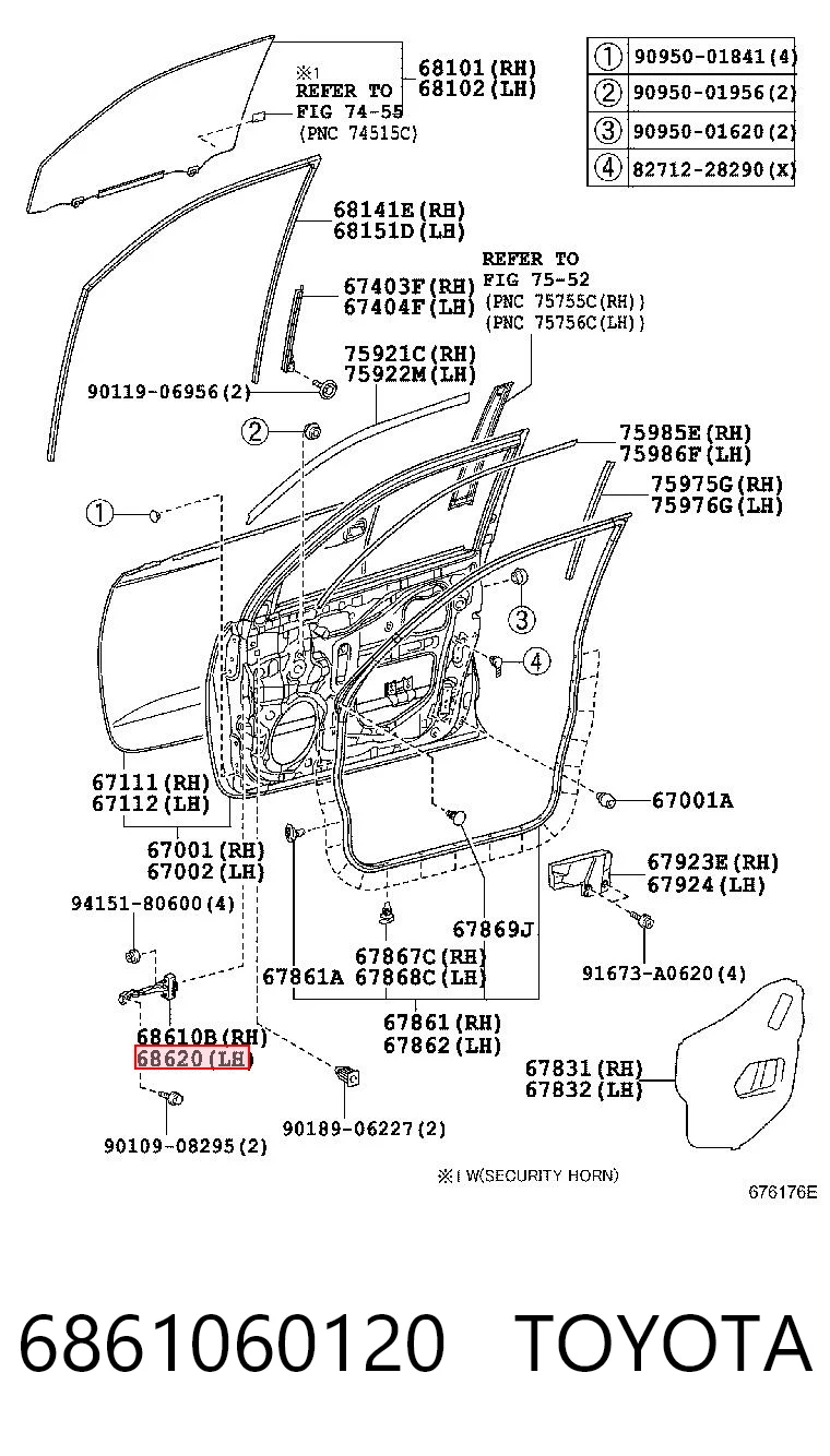 6861060120 Toyota Limitador de apertura de puerta delantera izquierda