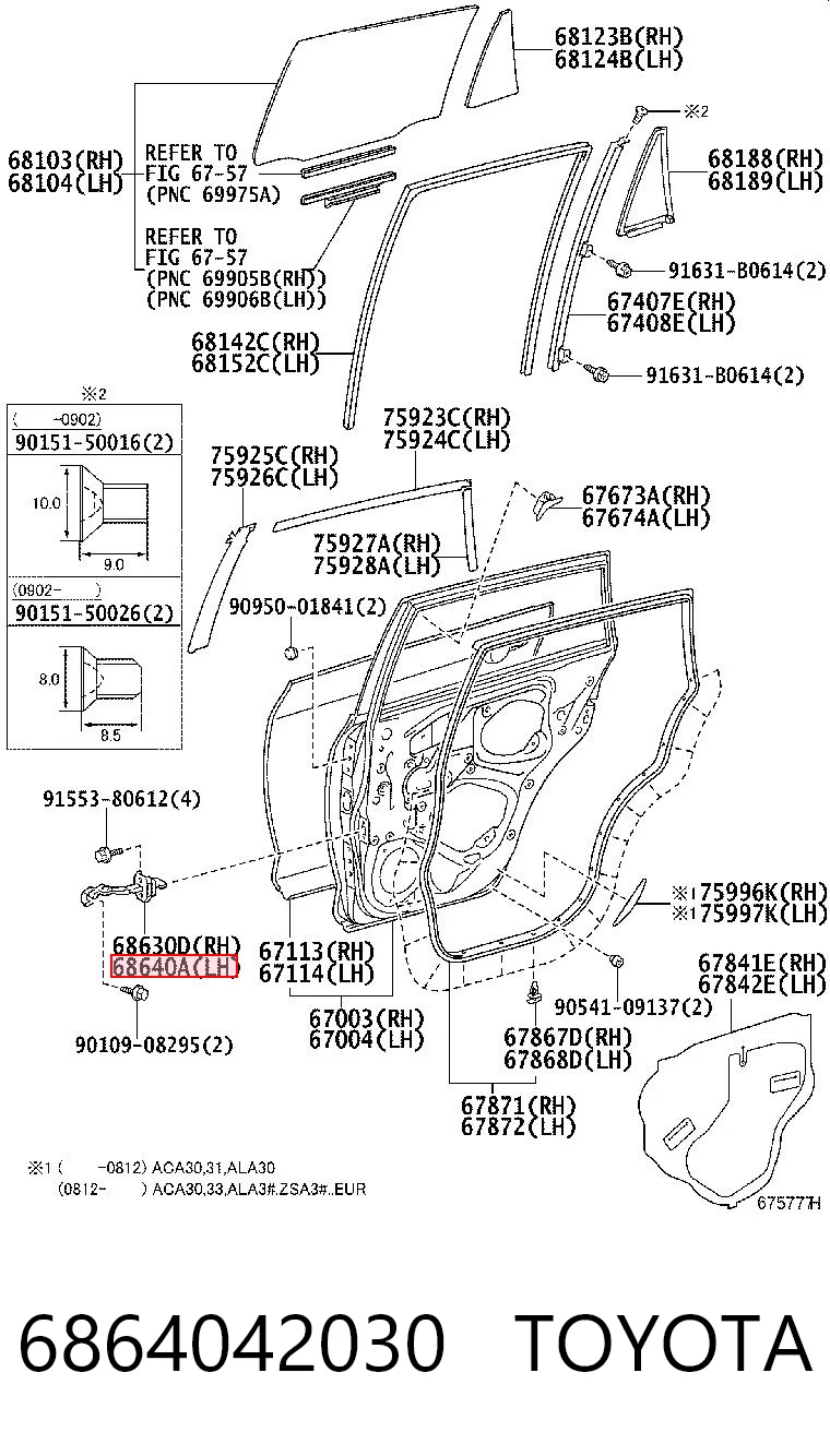6864042030 Toyota Limitador de apertura de puerta trasera izquierda