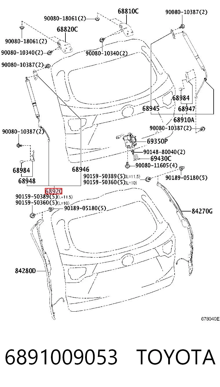 6891009053 Toyota Amortiguador de porton