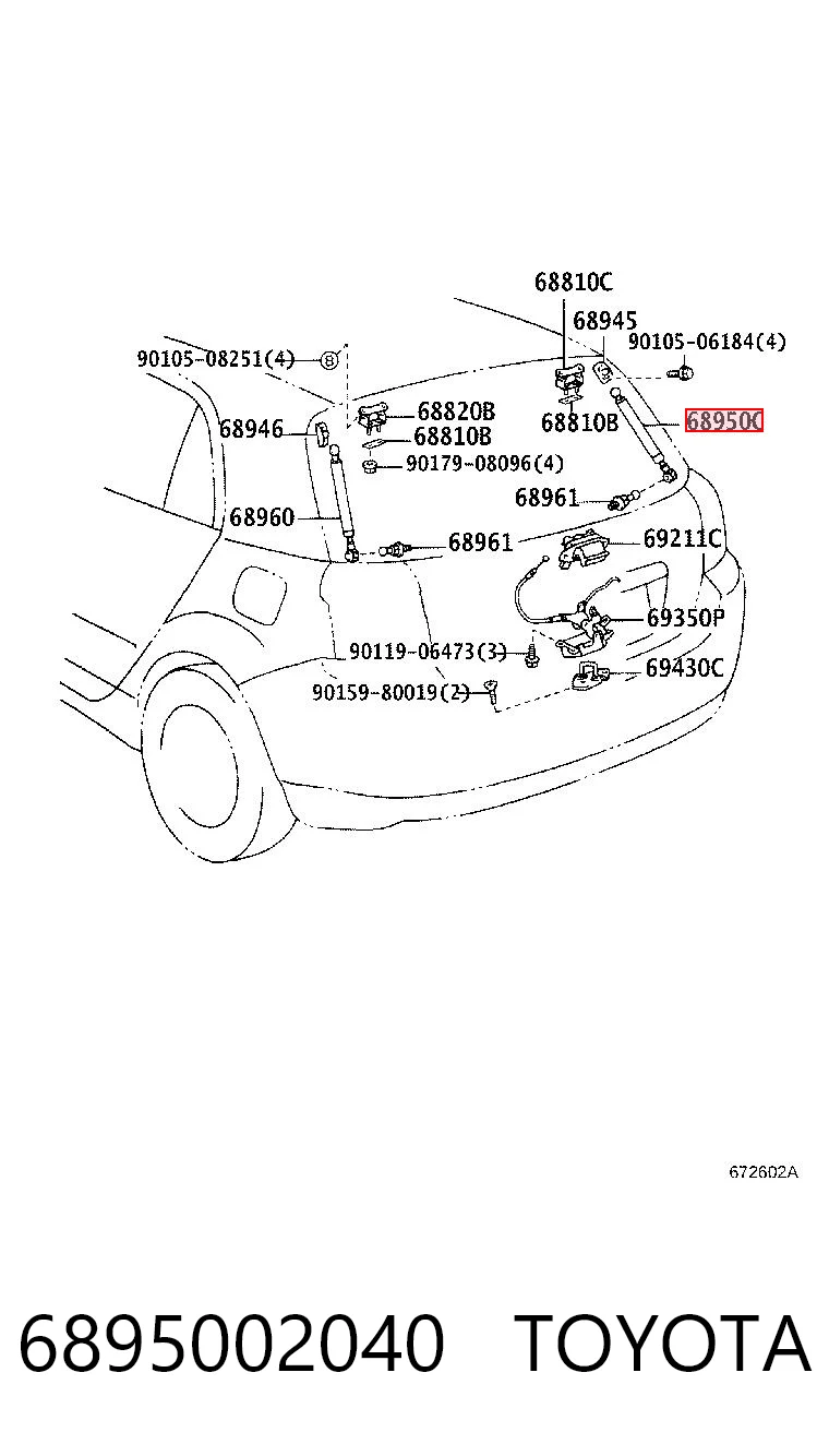6895002040 Toyota Amortiguador de porton