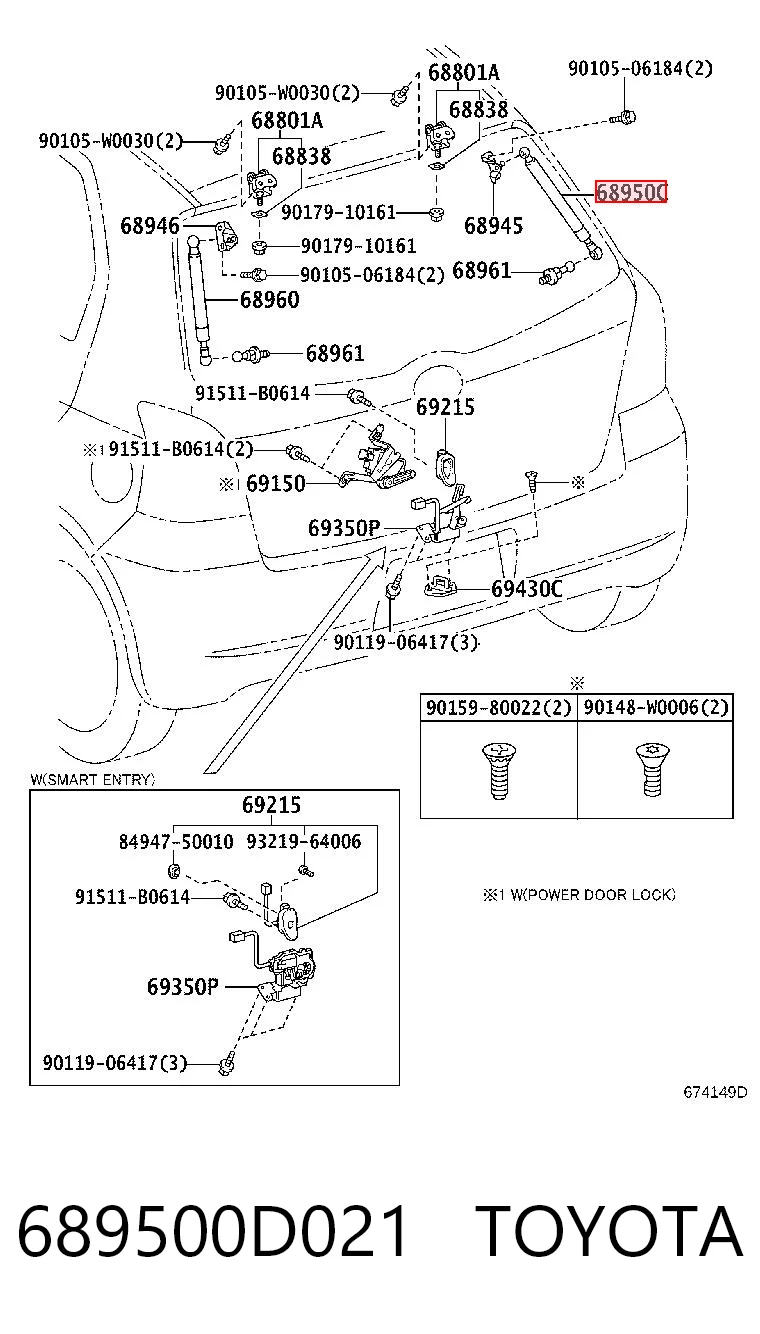 689500D021 Toyota Amortiguador de porton